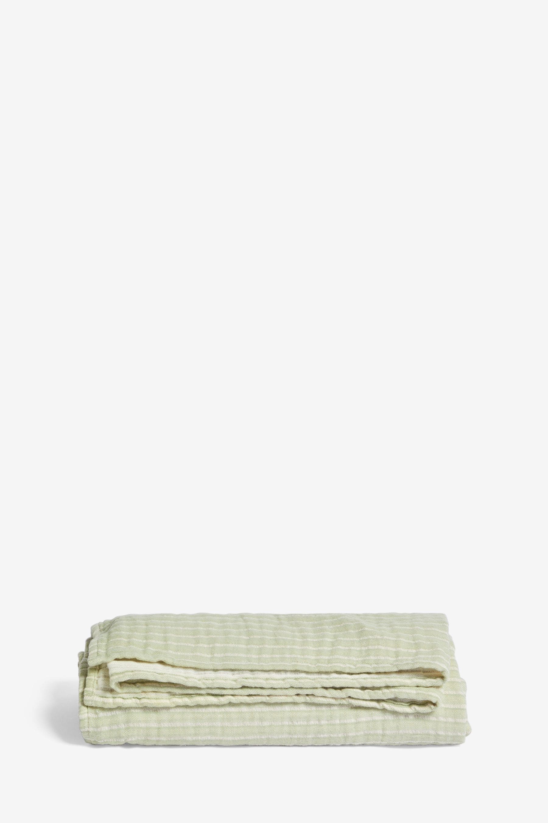 Sage Green Muslin Stripe 100% Cotton Throw