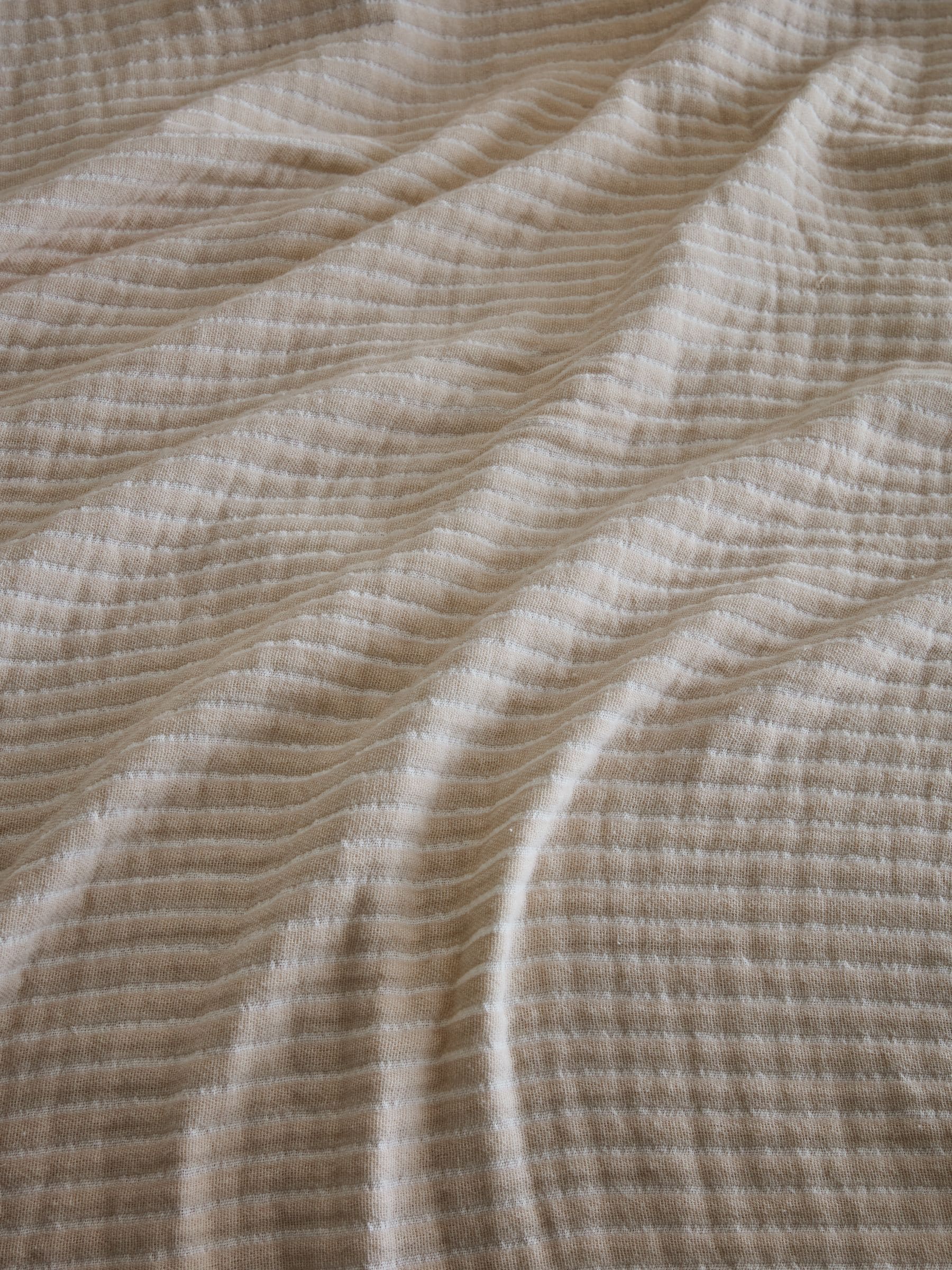 Greige Muslin Stripe 100% Cotton Throw