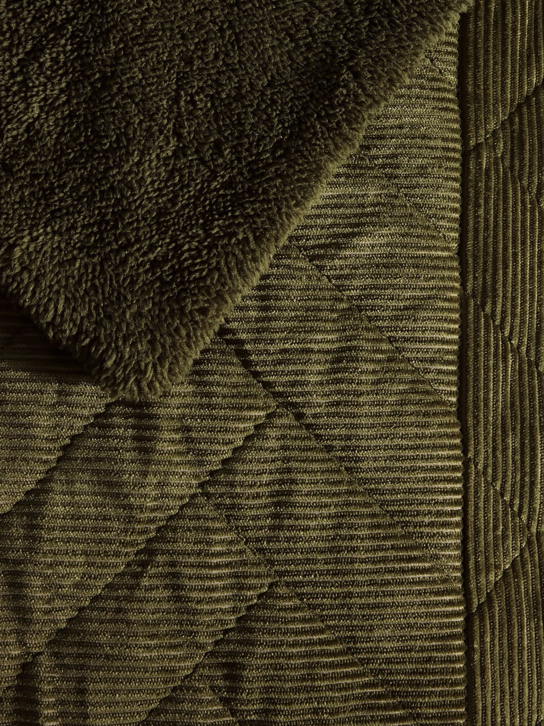 Green Quilted Cord Sherpa Reverse Throw