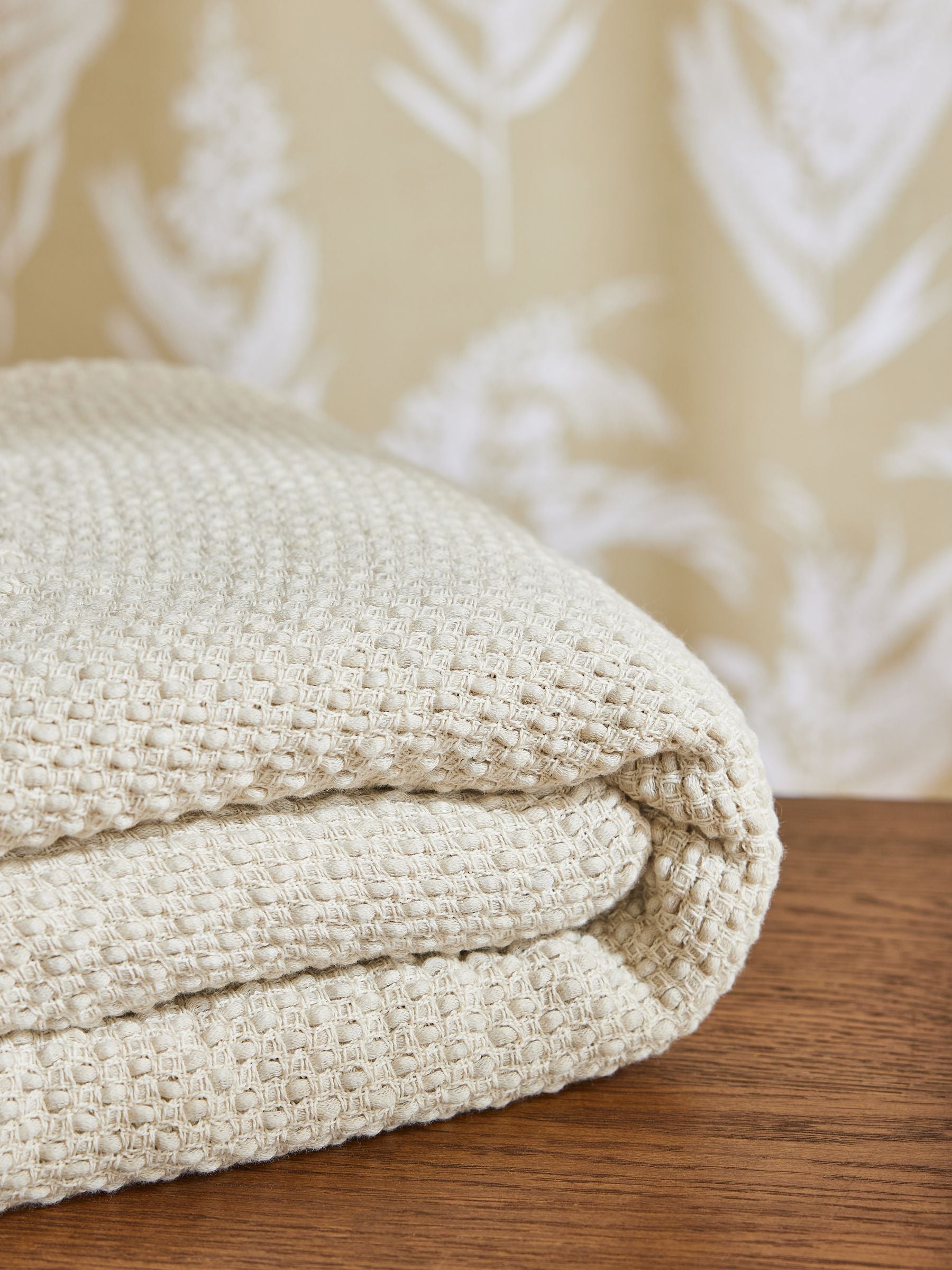 Natural Waffle Woven Throw