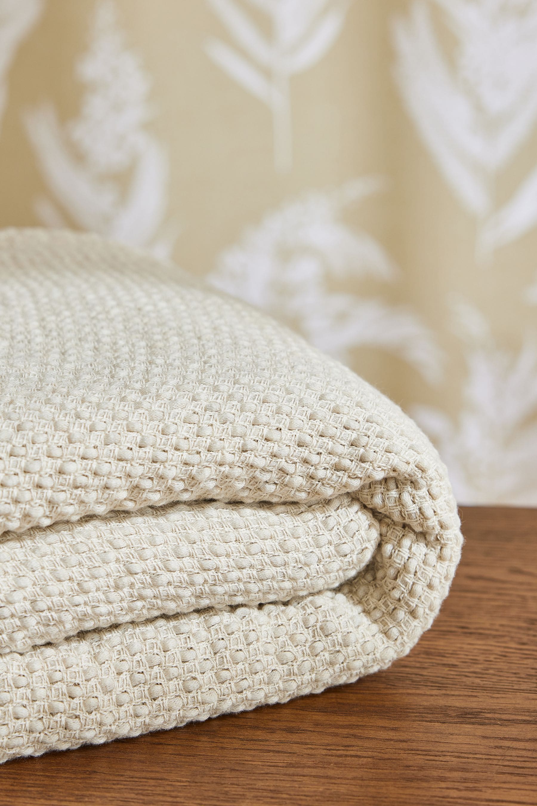 Natural Waffle Woven Throw