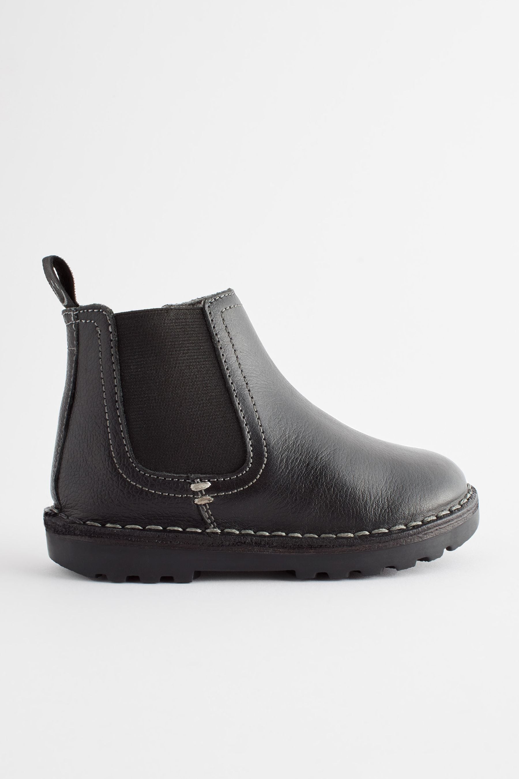 Black Wide Fit (G) Warm Lined Leather Chelsea Boots