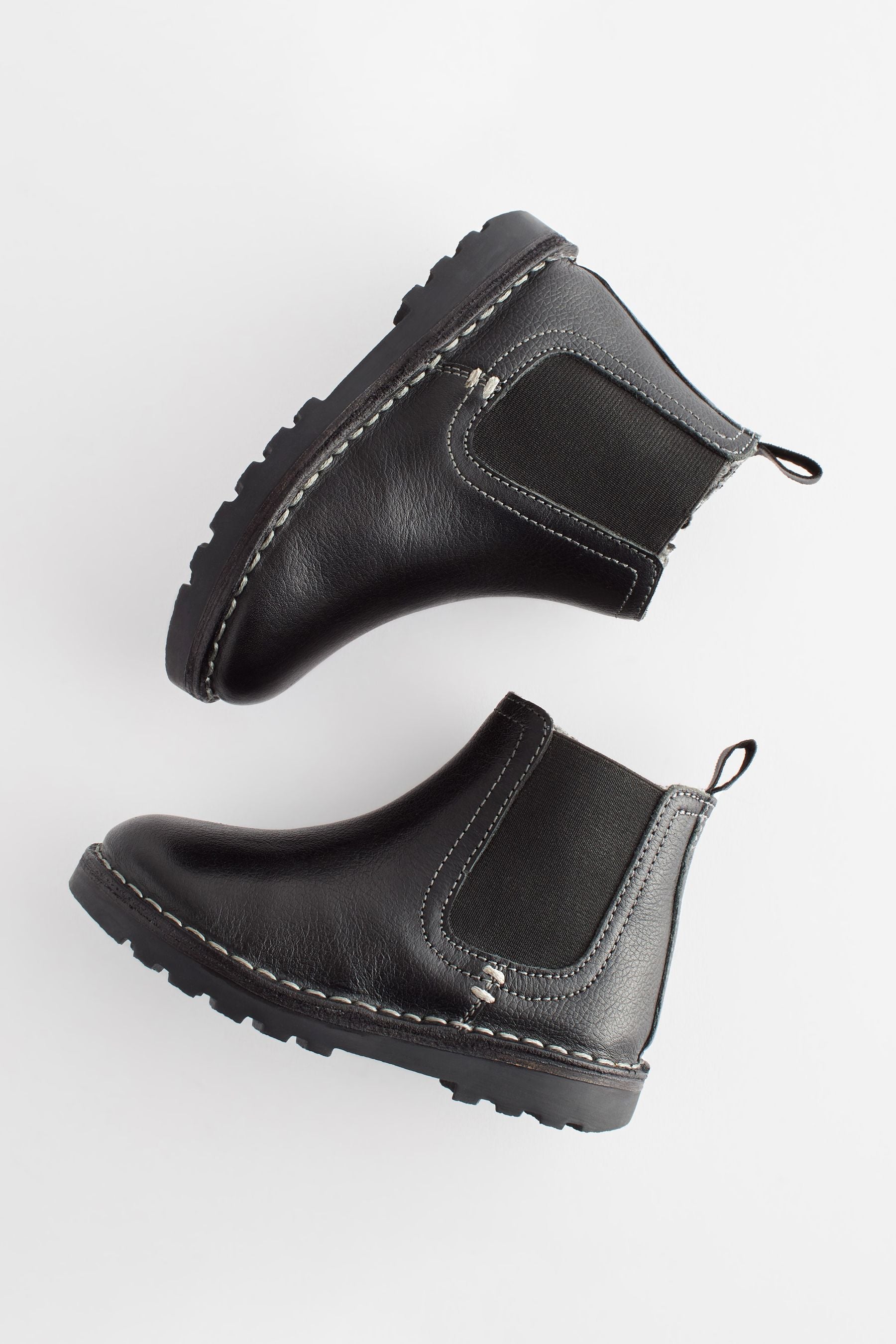 Black Wide Fit (G) Warm Lined Leather Chelsea Boots