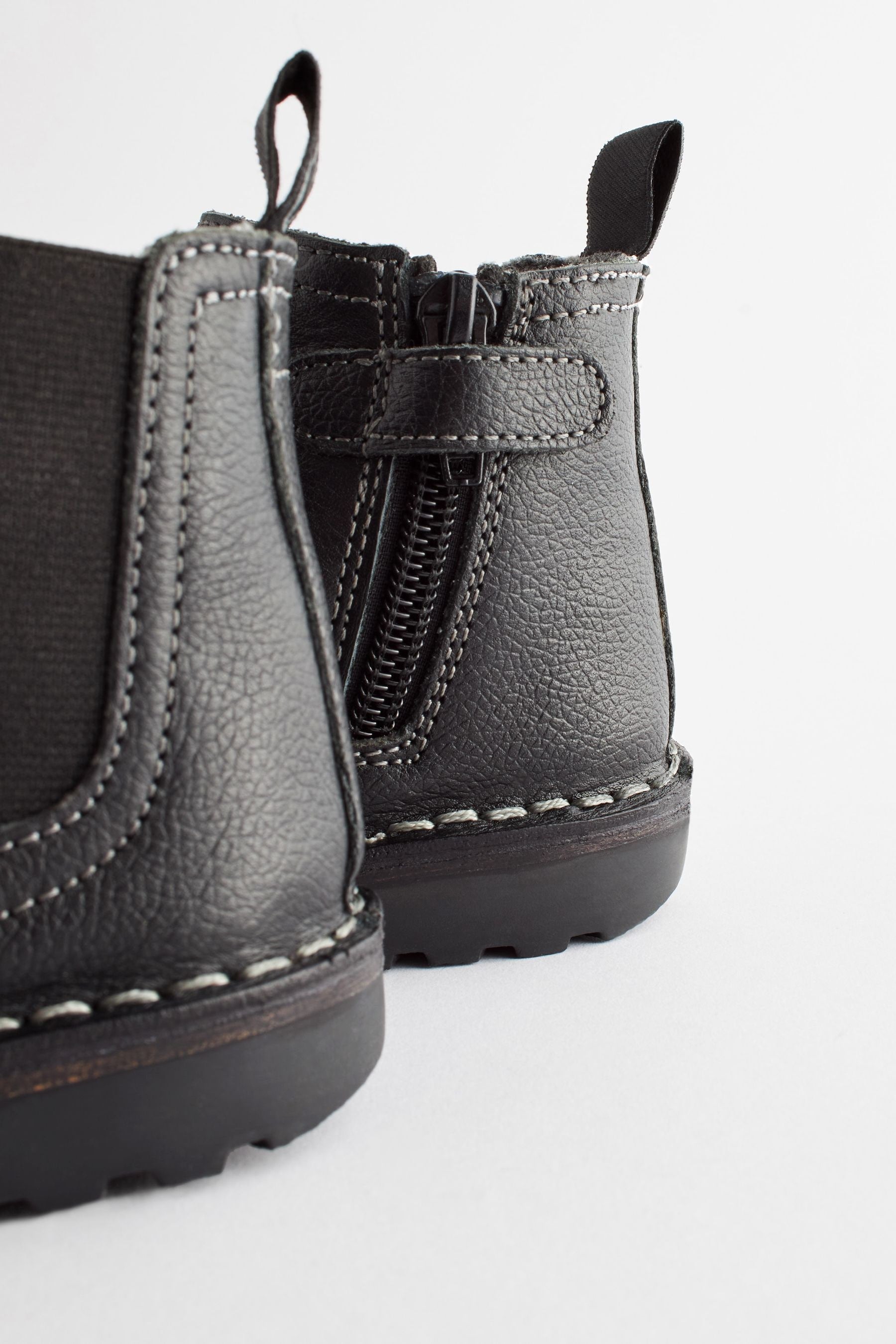 Black Wide Fit (G) Warm Lined Leather Chelsea Boots