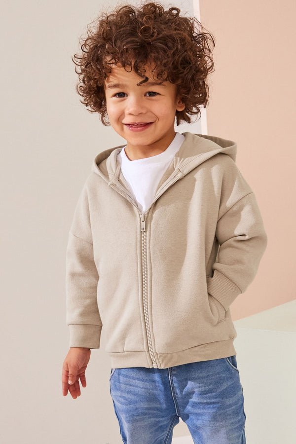 Stone Brown Zip Through Hoodie (3mths-7yrs)