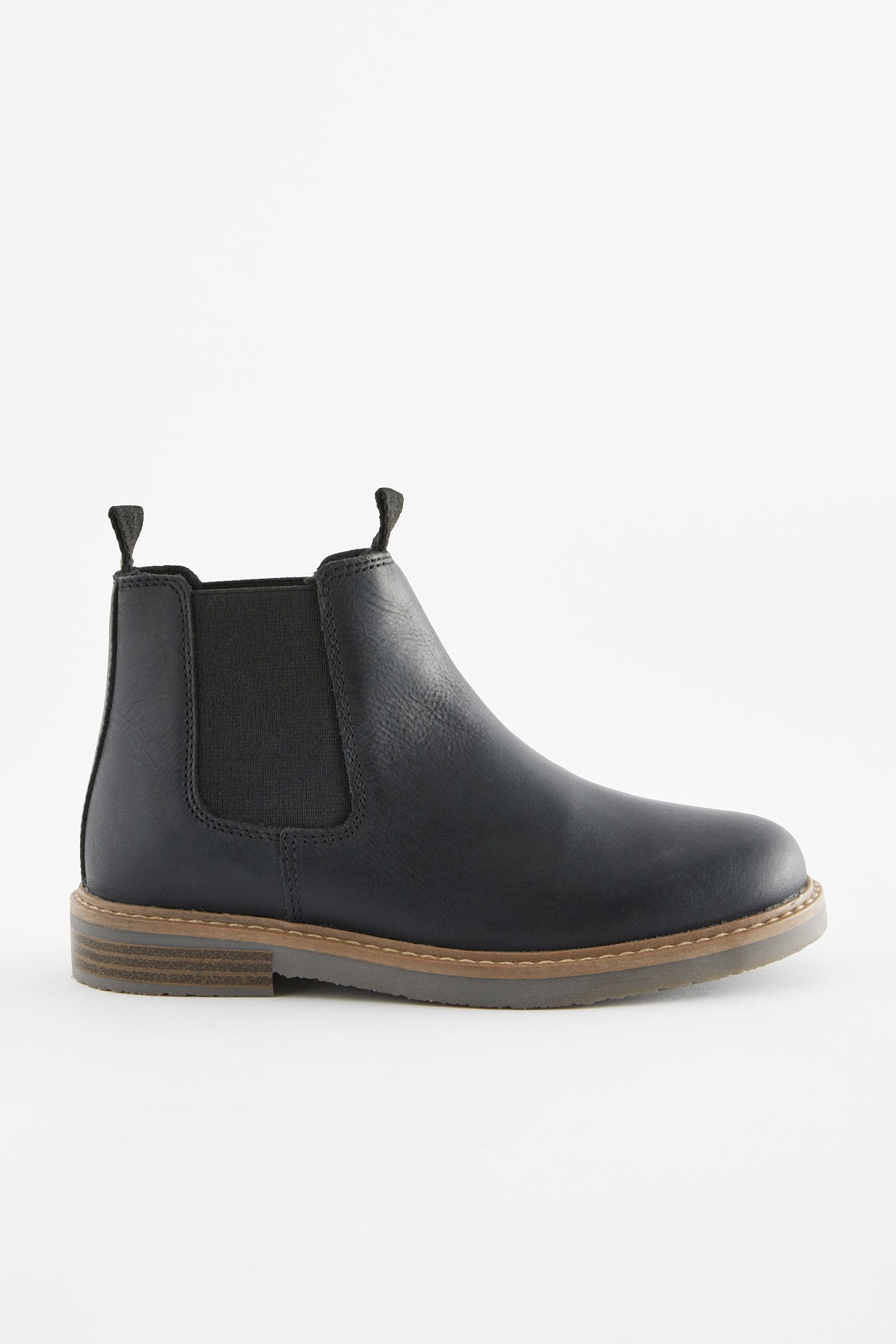 Black Standard Fit (F) Leather Chelsea Boots