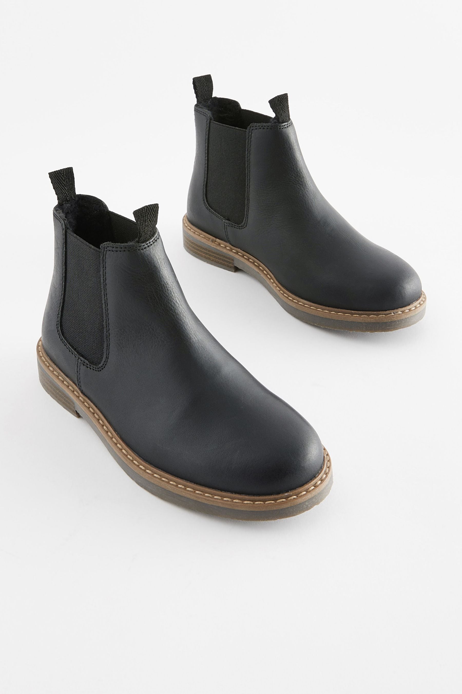 Black Standard Fit (F) Leather Chelsea Boots