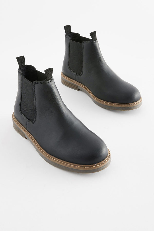 Black Leather Chelsea Boots