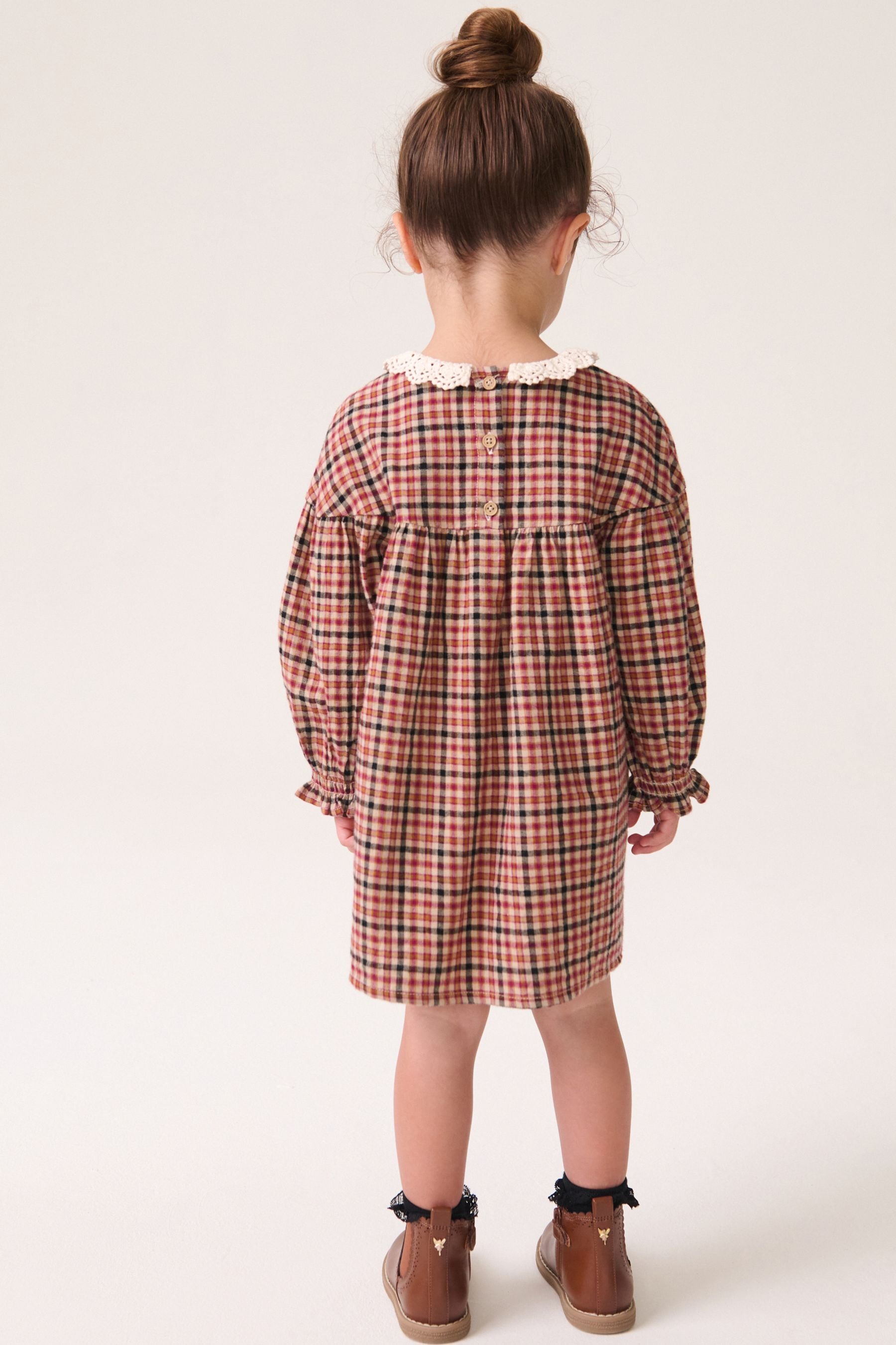 Heritage Check 100% Cotton Lace Collar Dress (3mths-8yrs)