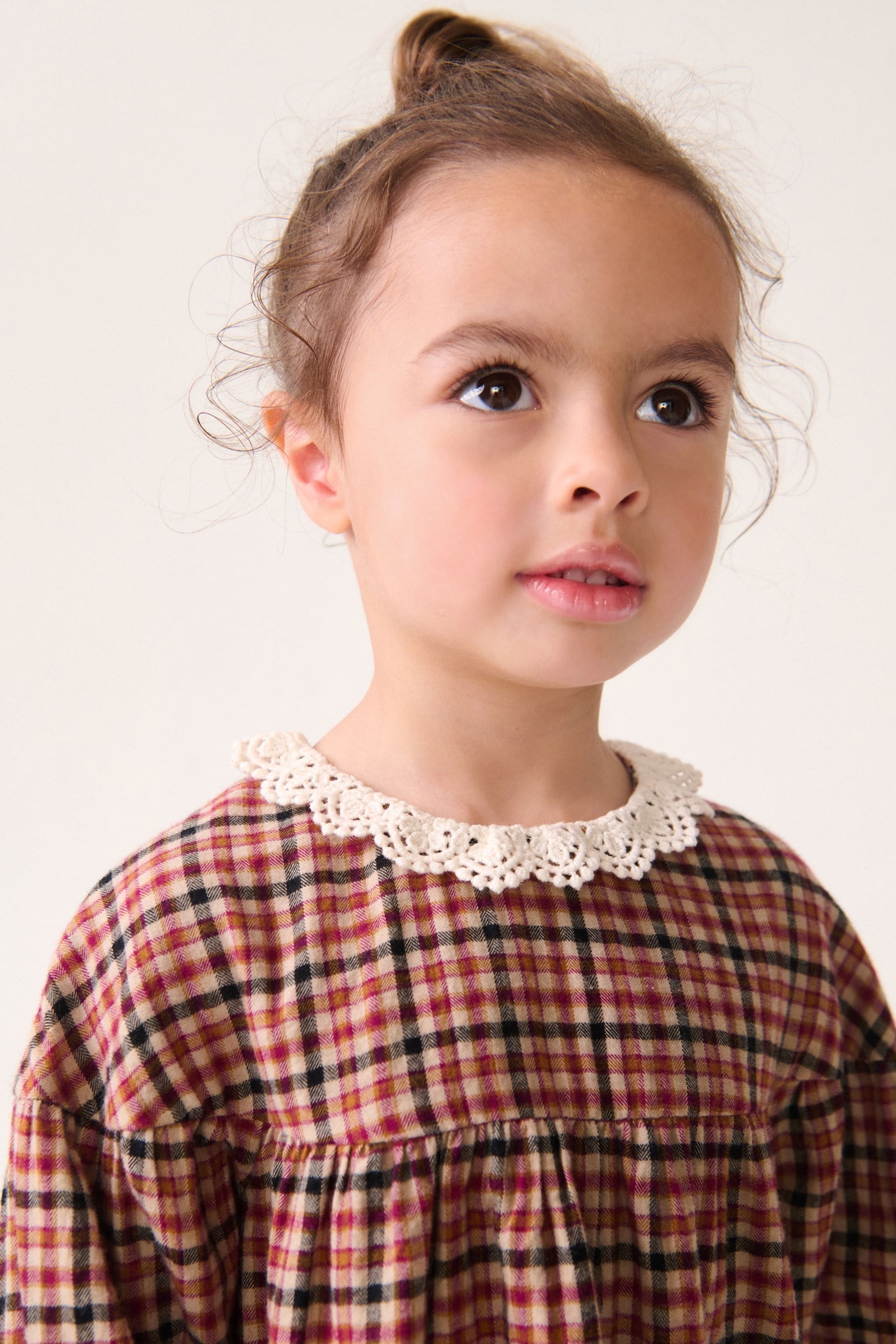 Heritage Check 100% Cotton Lace Collar Dress (3mths-8yrs)