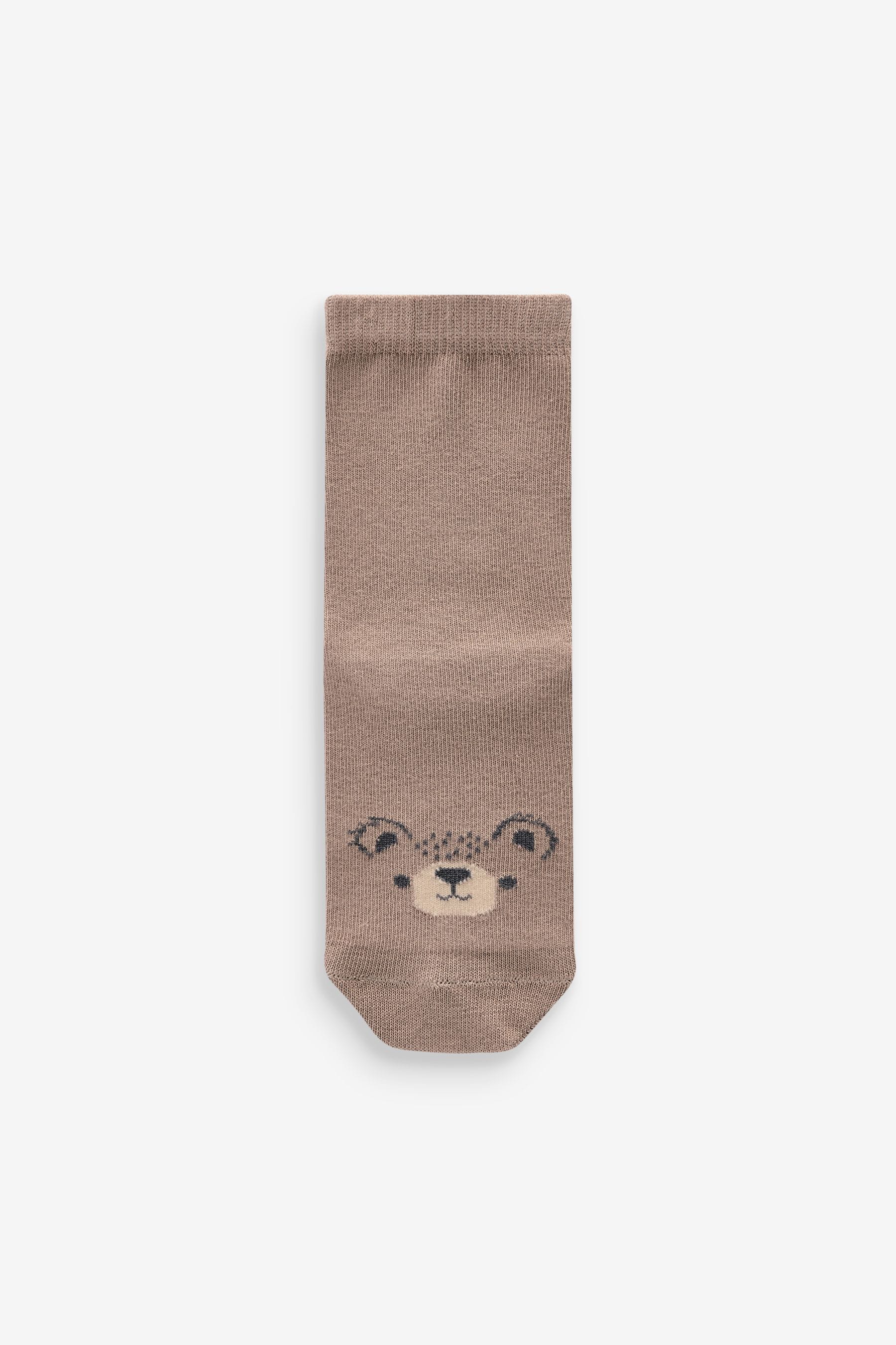 Neutral Animal Face Cotton Rich Socks 5 Pack