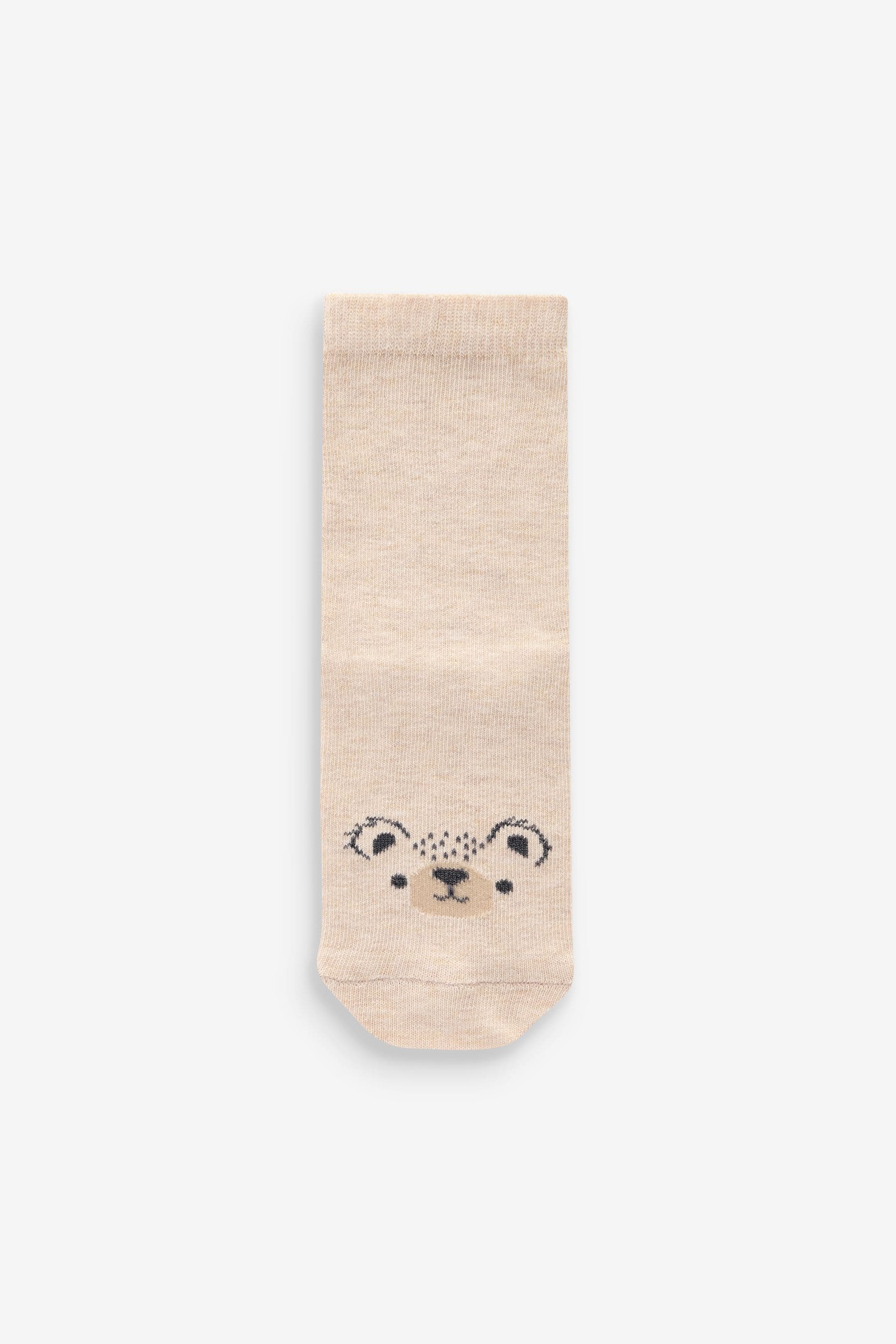 Neutral Animal Face Cotton Rich Socks 5 Pack