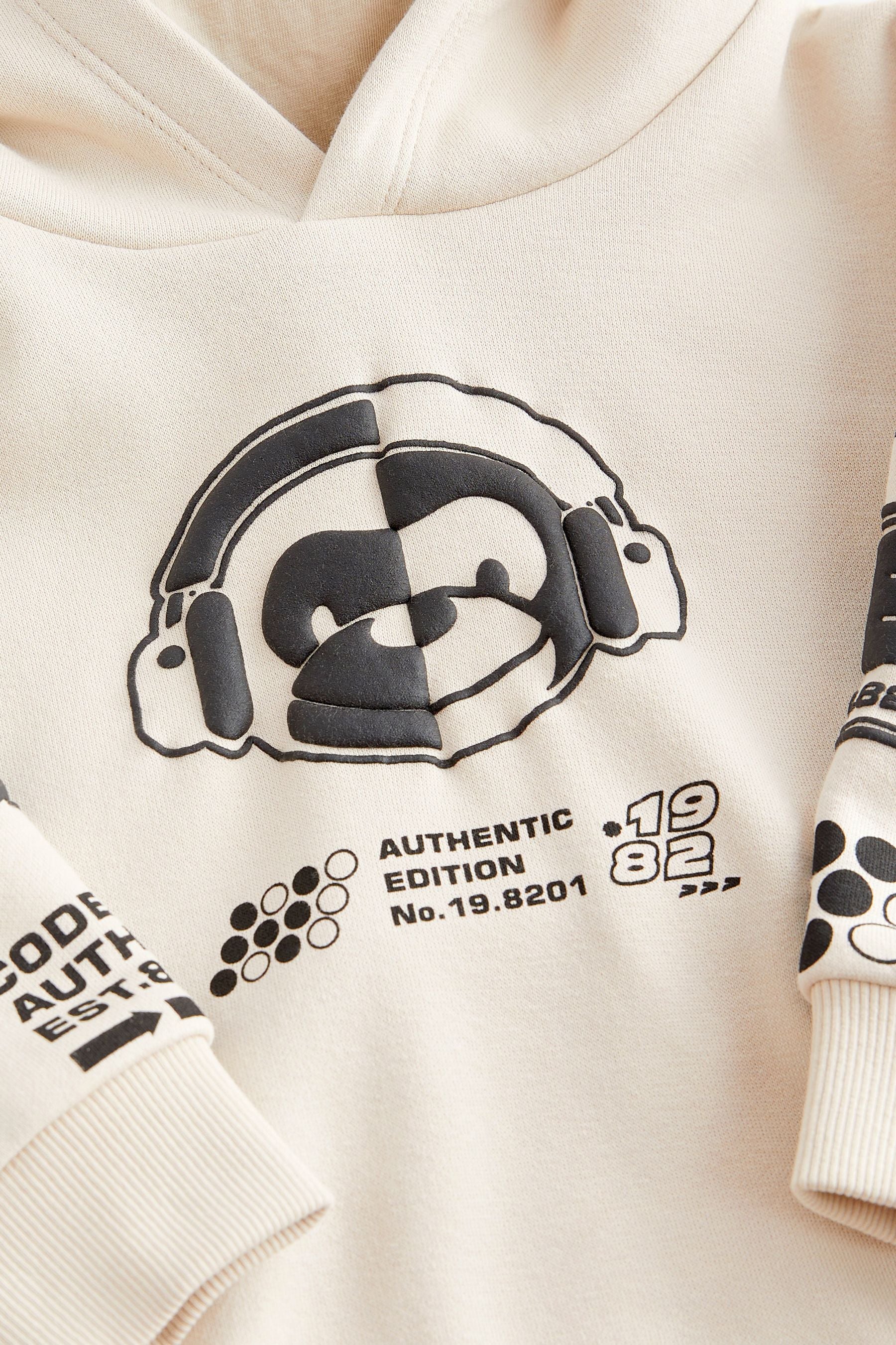 Ecru Off White Monkey Character Hoodie And Joggers Set (3mths-7yrs)