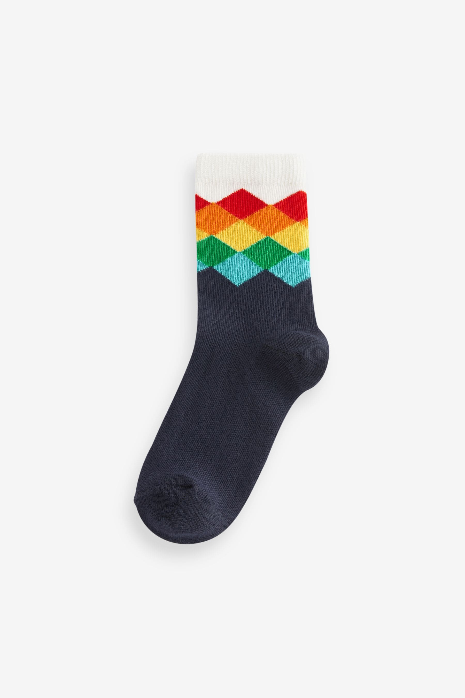 Rainbow Stripe/Pattern Cotton Rich Socks 5 Pack