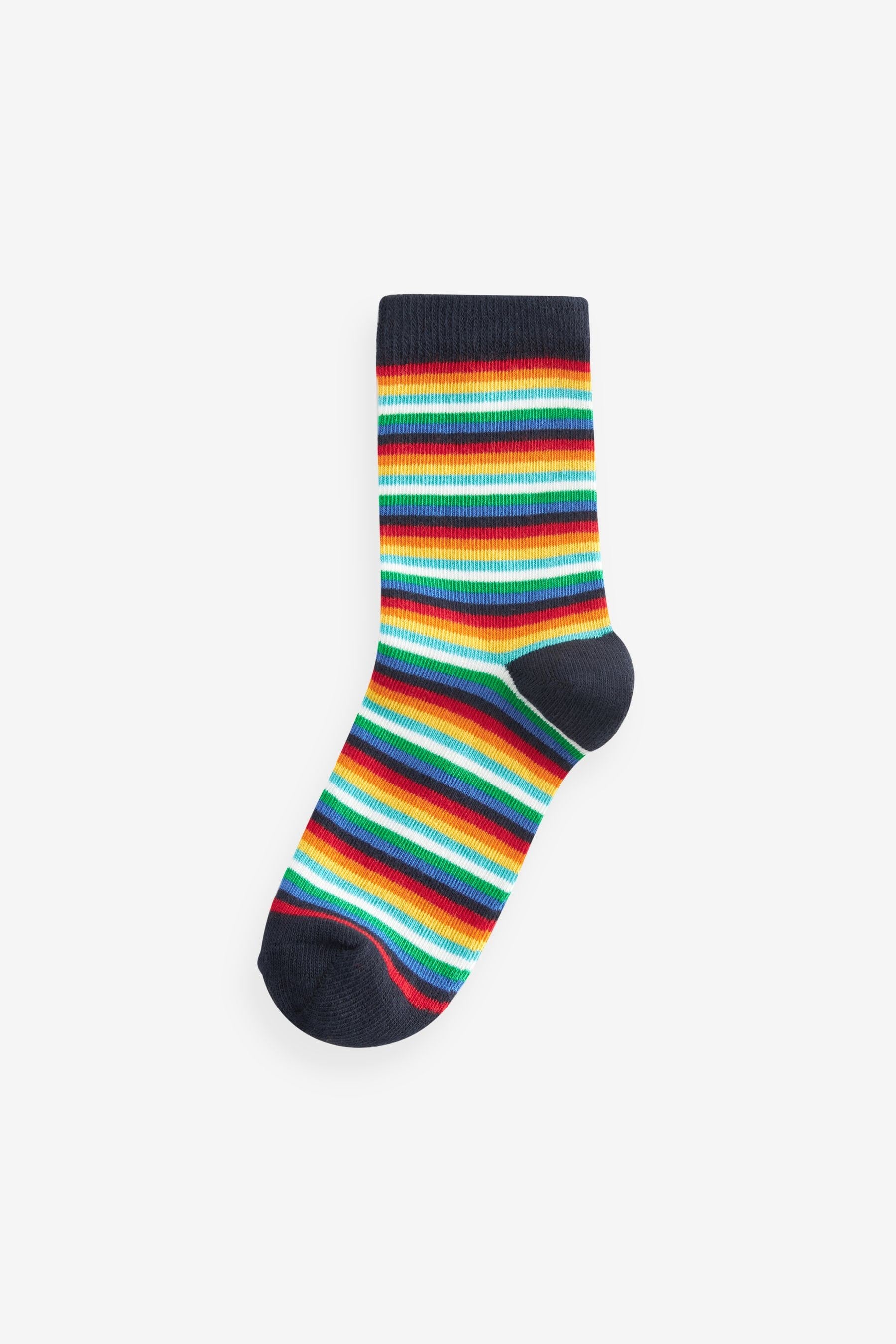 Rainbow Stripe/Pattern Cotton Rich Socks 5 Pack