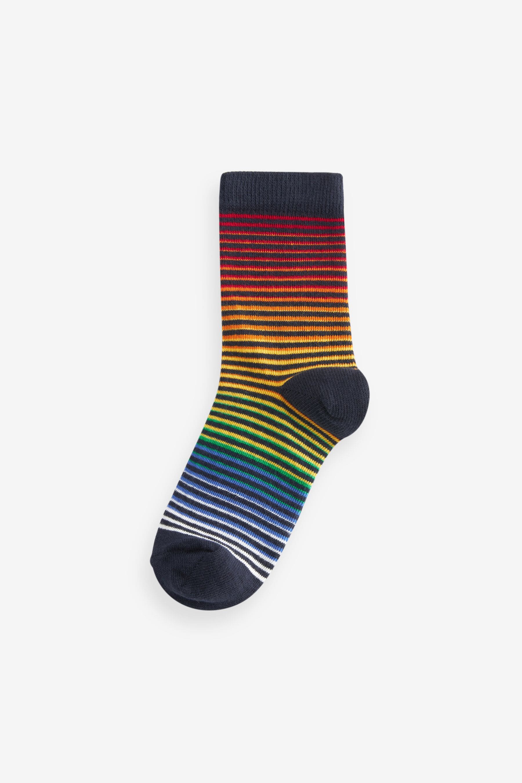 Rainbow Stripe/Pattern Cotton Rich Socks 5 Pack