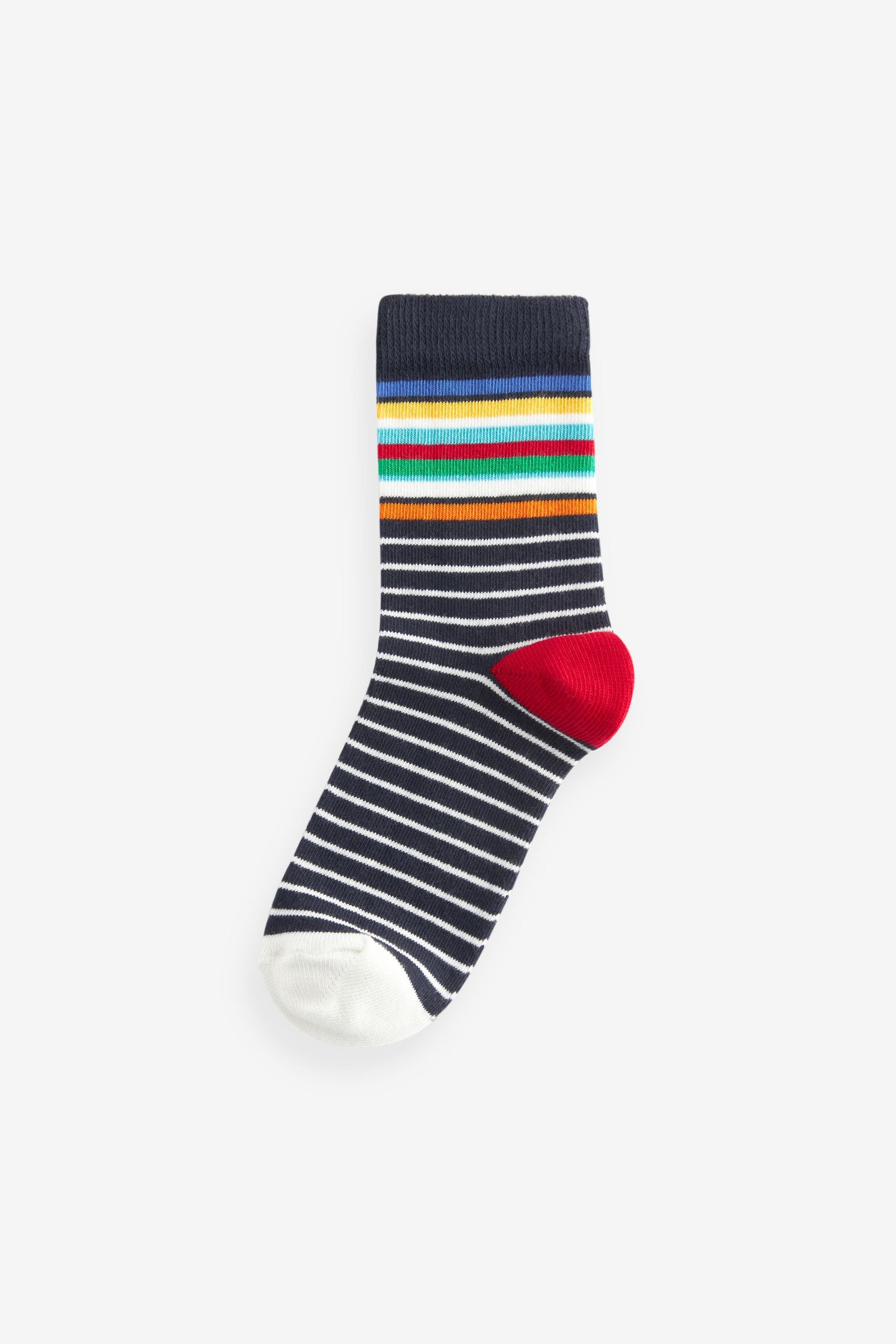 Rainbow Stripe/Pattern Cotton Rich Socks 5 Pack