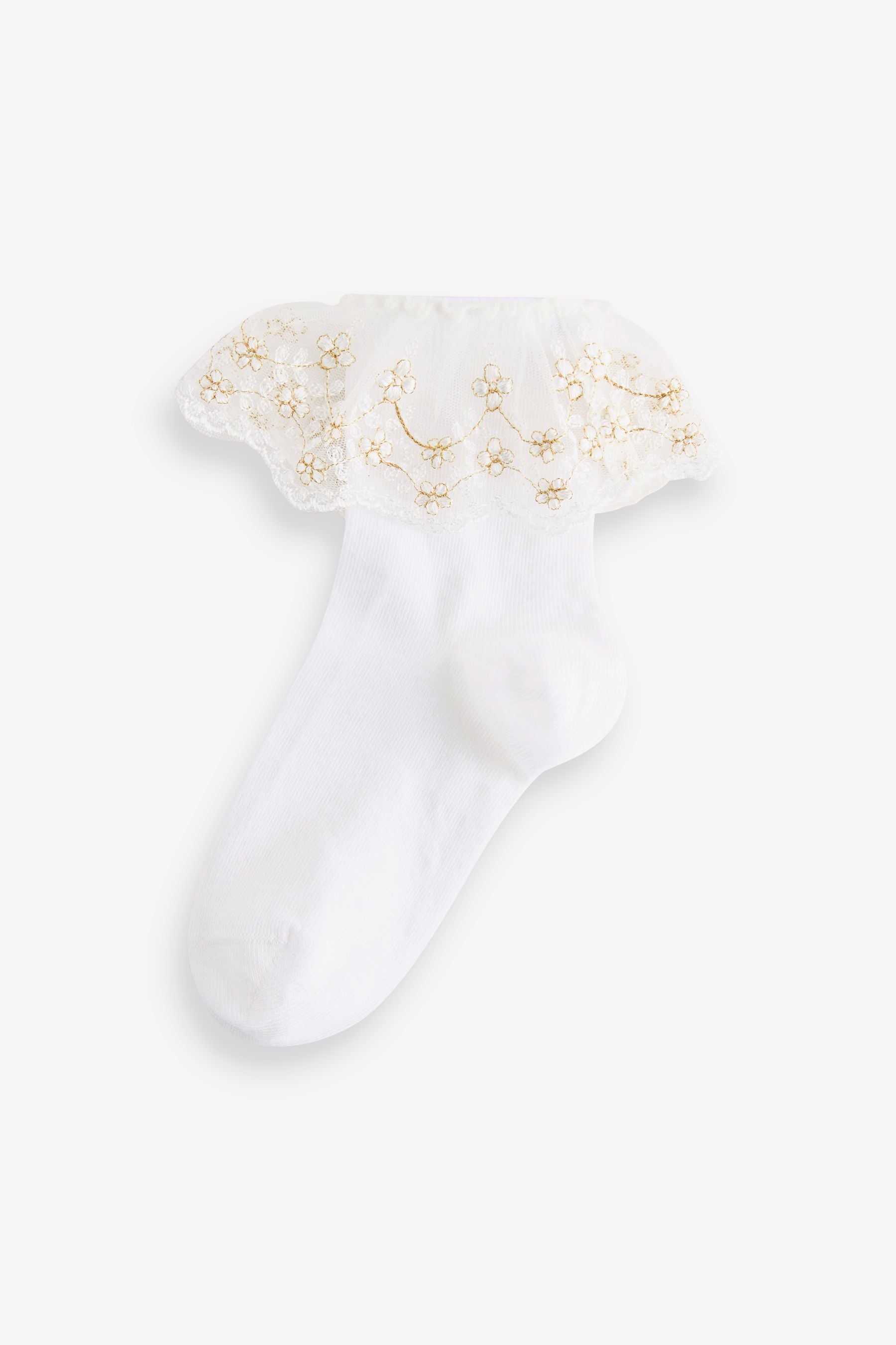 White Cotton Rich Bridesmaid Ruffle Ankle Socks 2 Pack