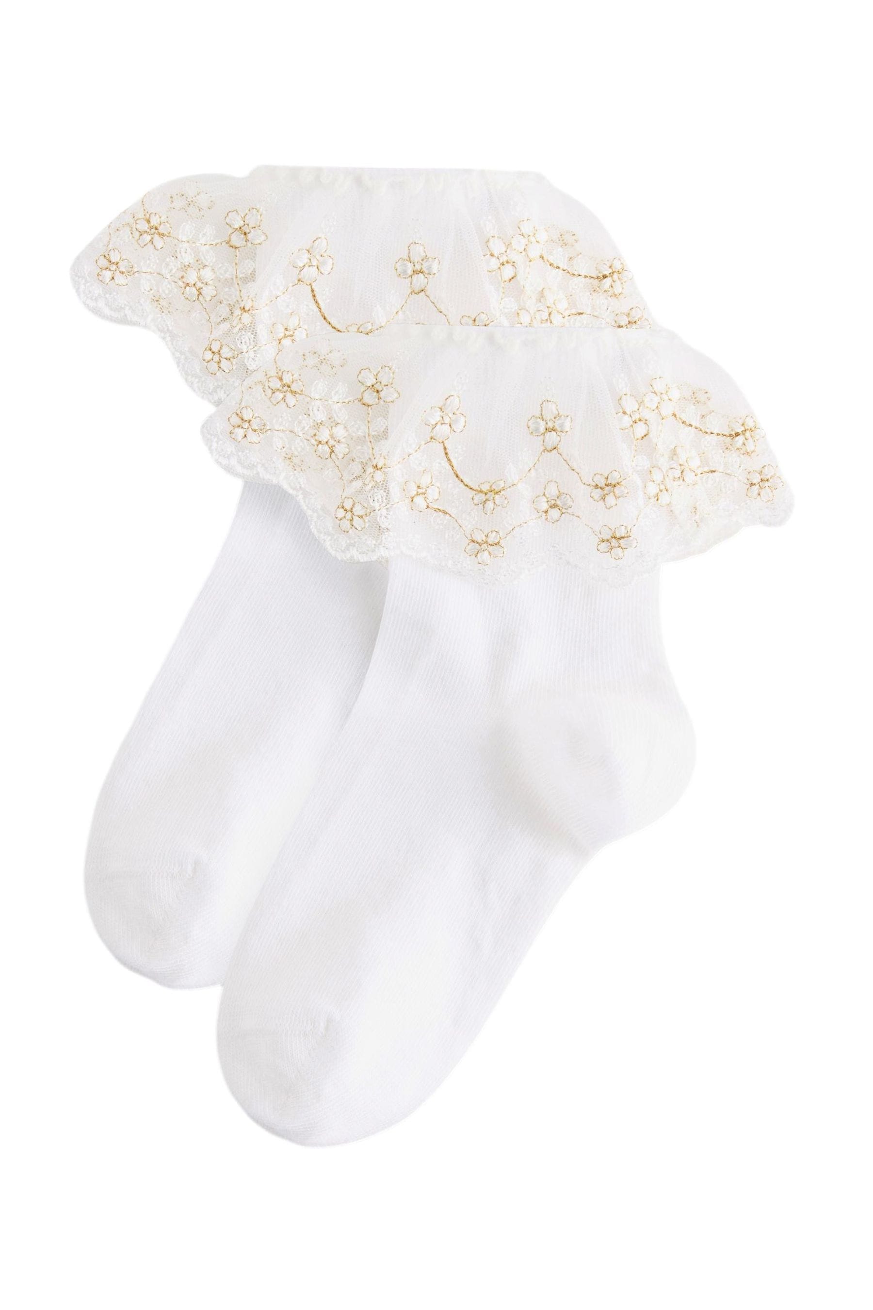 White Cotton Rich Bridesmaid Ruffle Ankle Socks 2 Pack