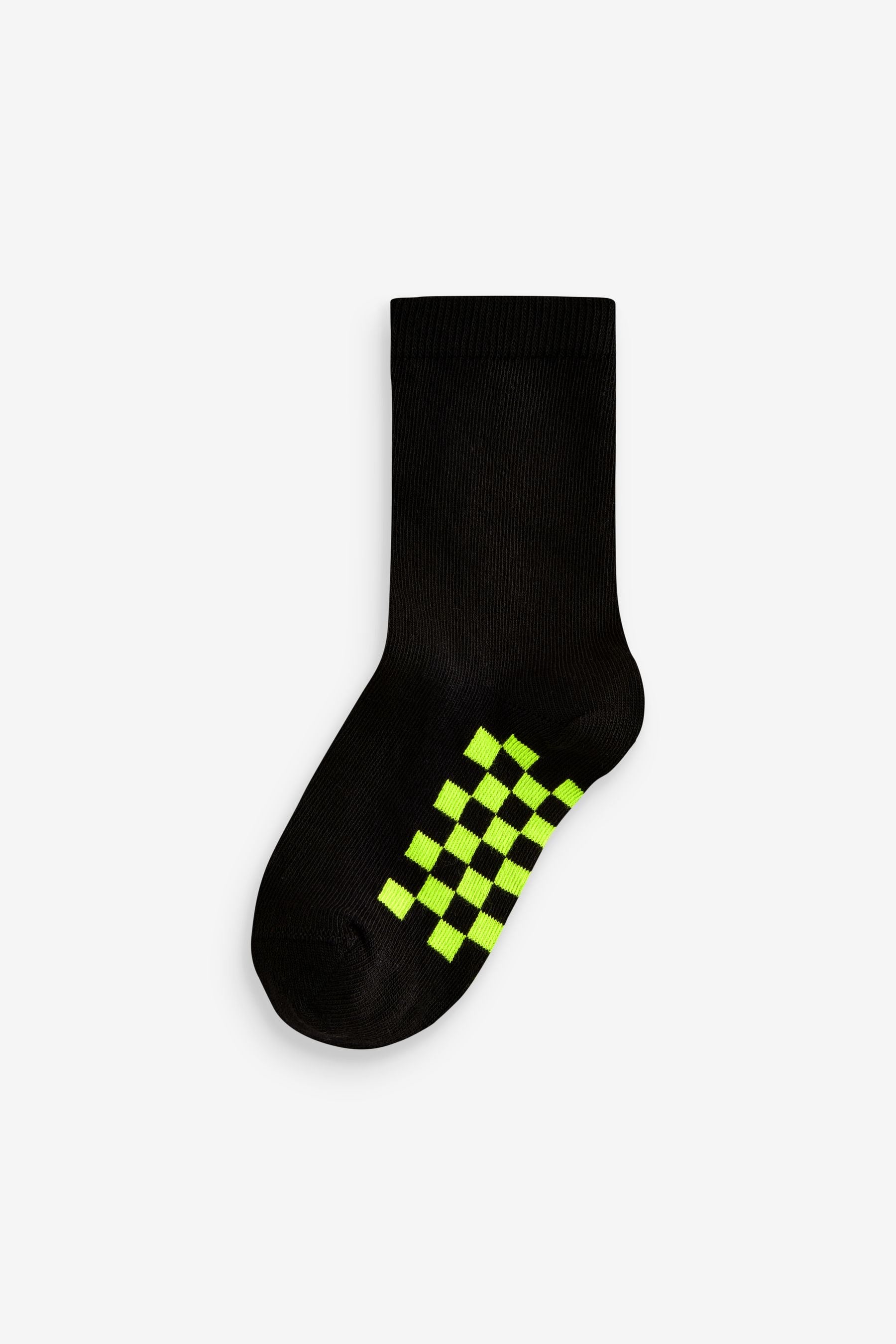 Black Checkerboard Cotton Rich Socks 7 Pack