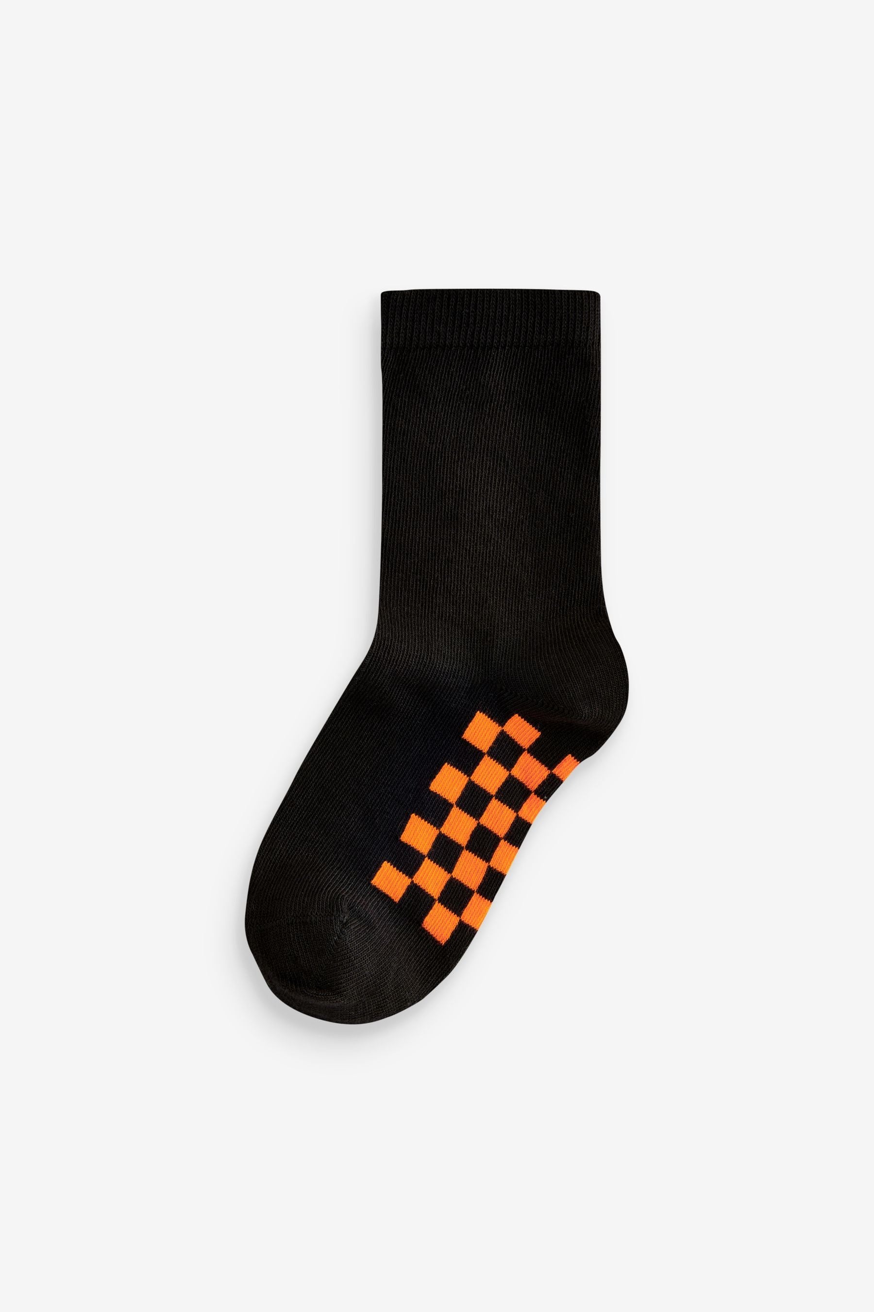 Black Checkerboard Cotton Rich Socks 7 Pack