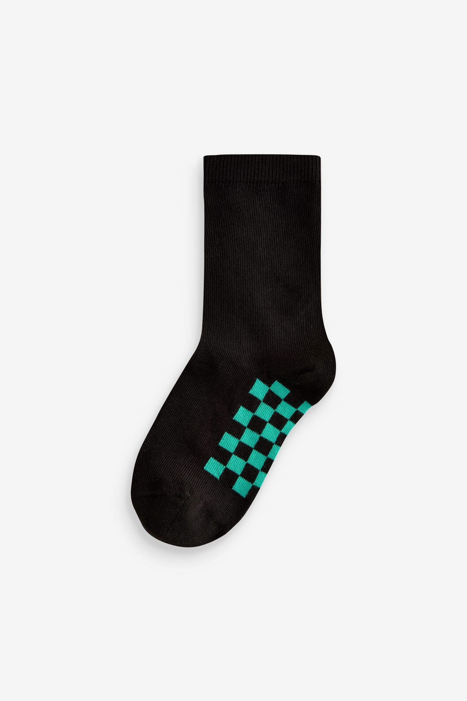 Black Checkerboard Cotton Rich Socks 7 Pack