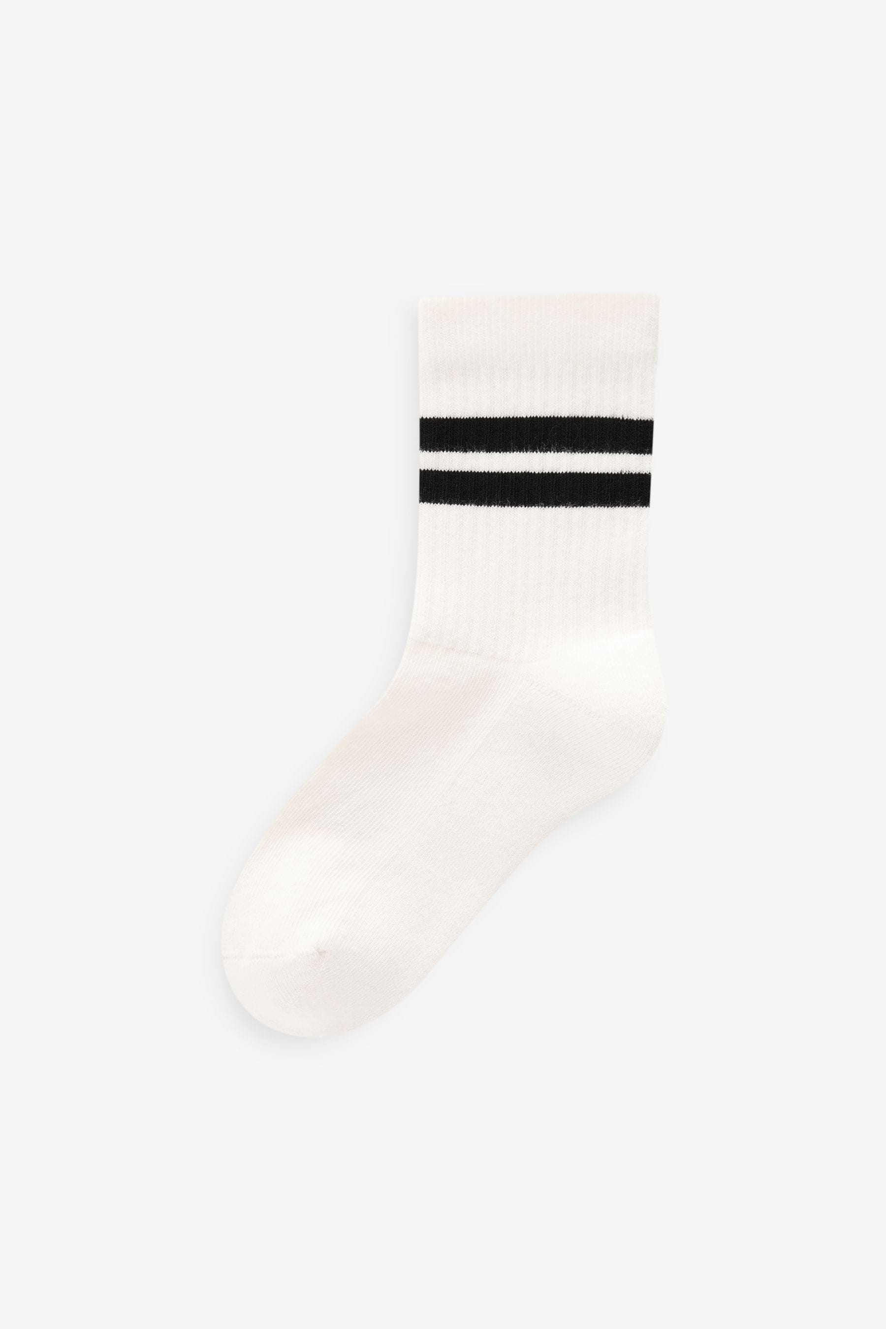 White/Black Checkerboard Cushioned Footbed Cotton Rich Ribbed Socks 5 Pack