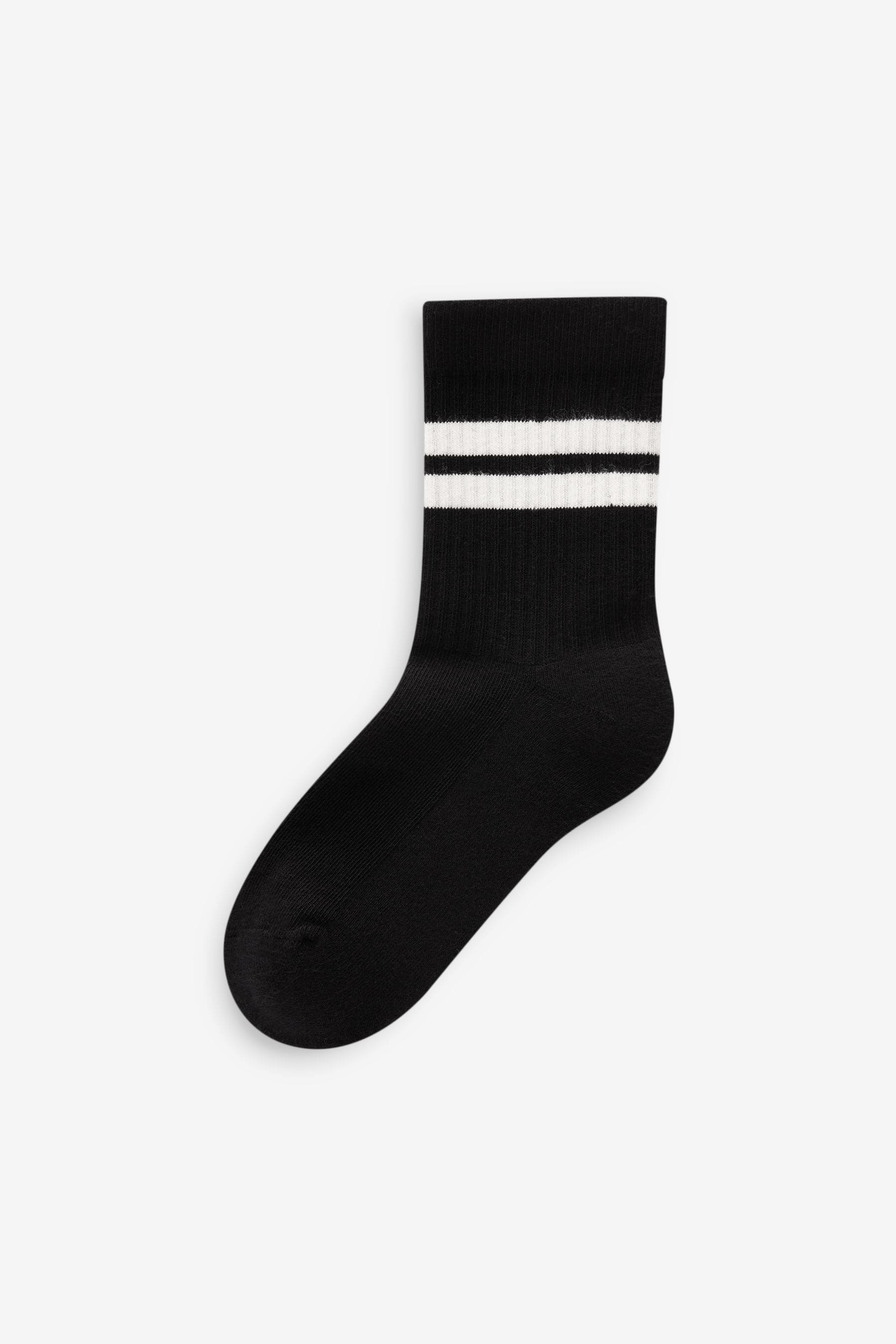 White/Black Checkerboard Cushioned Footbed Cotton Rich Ribbed Socks 5 Pack