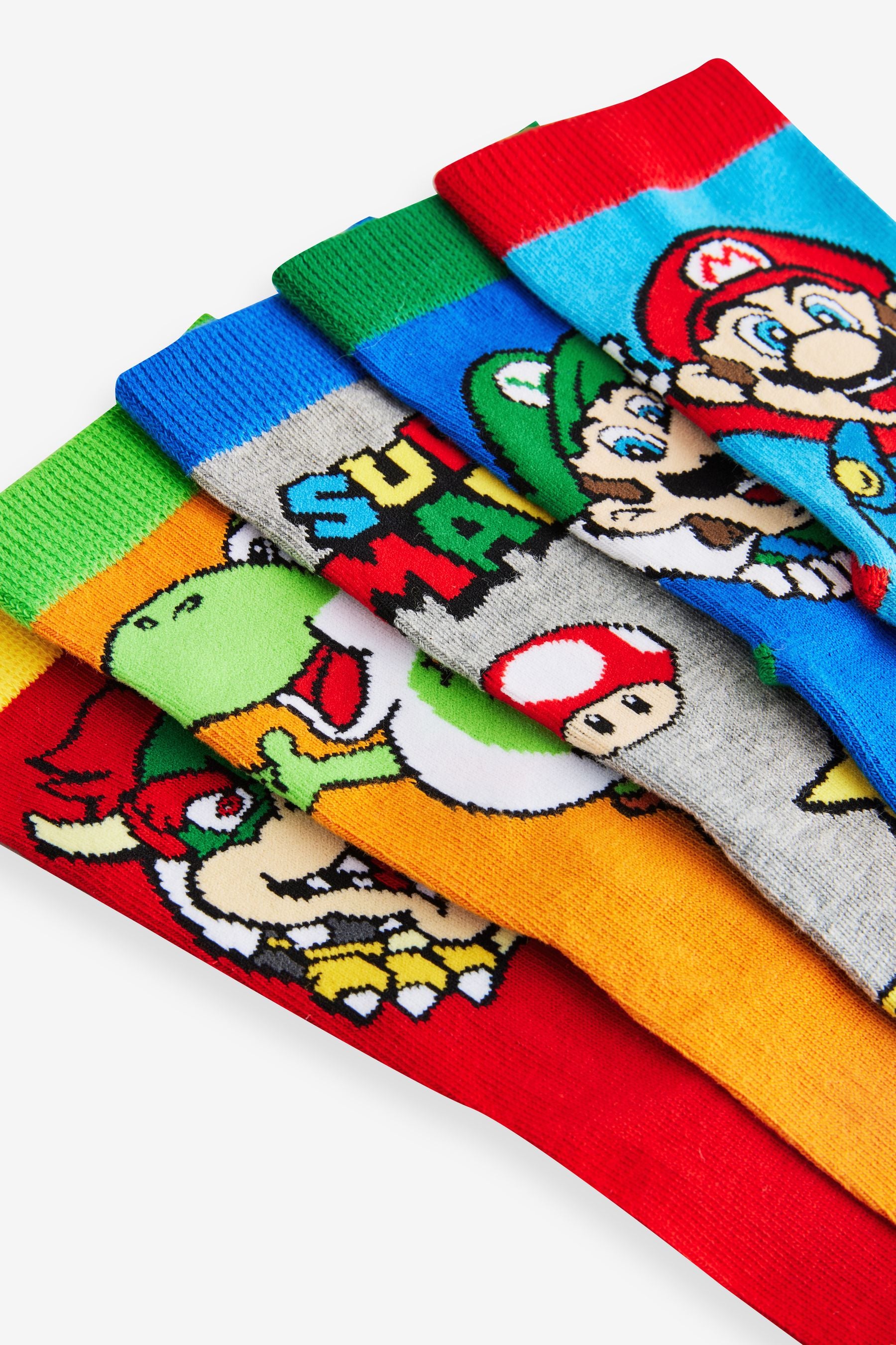 Super Mario License Character 5 Pack Cotton Rich Socks