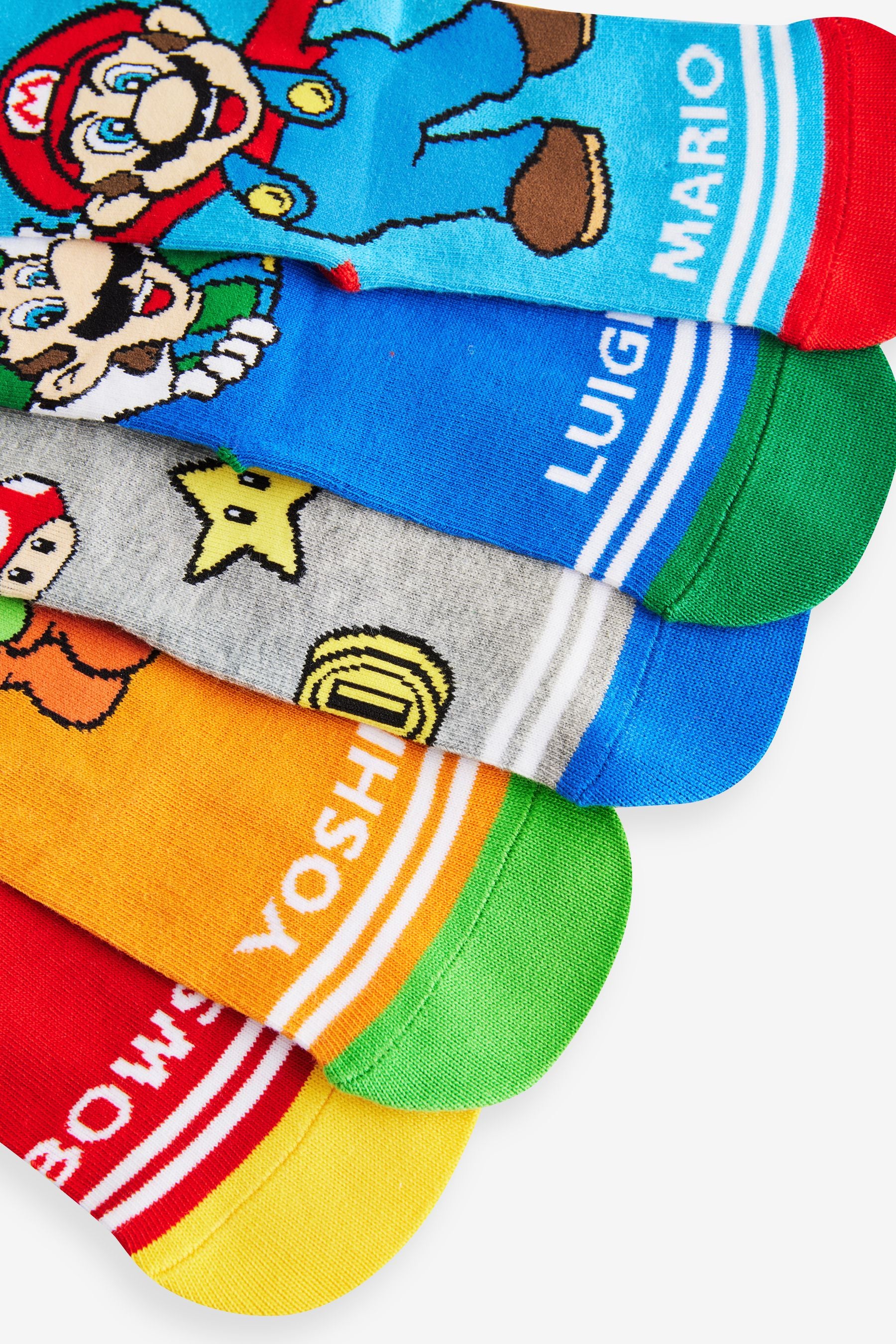 Super Mario License Character 5 Pack Cotton Rich Socks