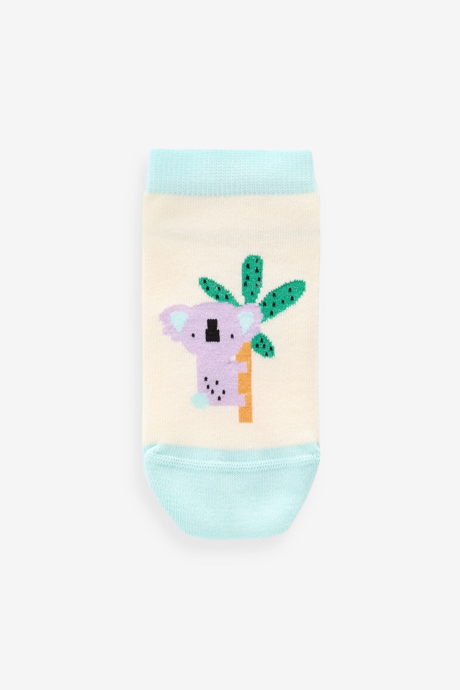 Pastel Safari Animals Cotton Rich Trainer Socks 7 Pack