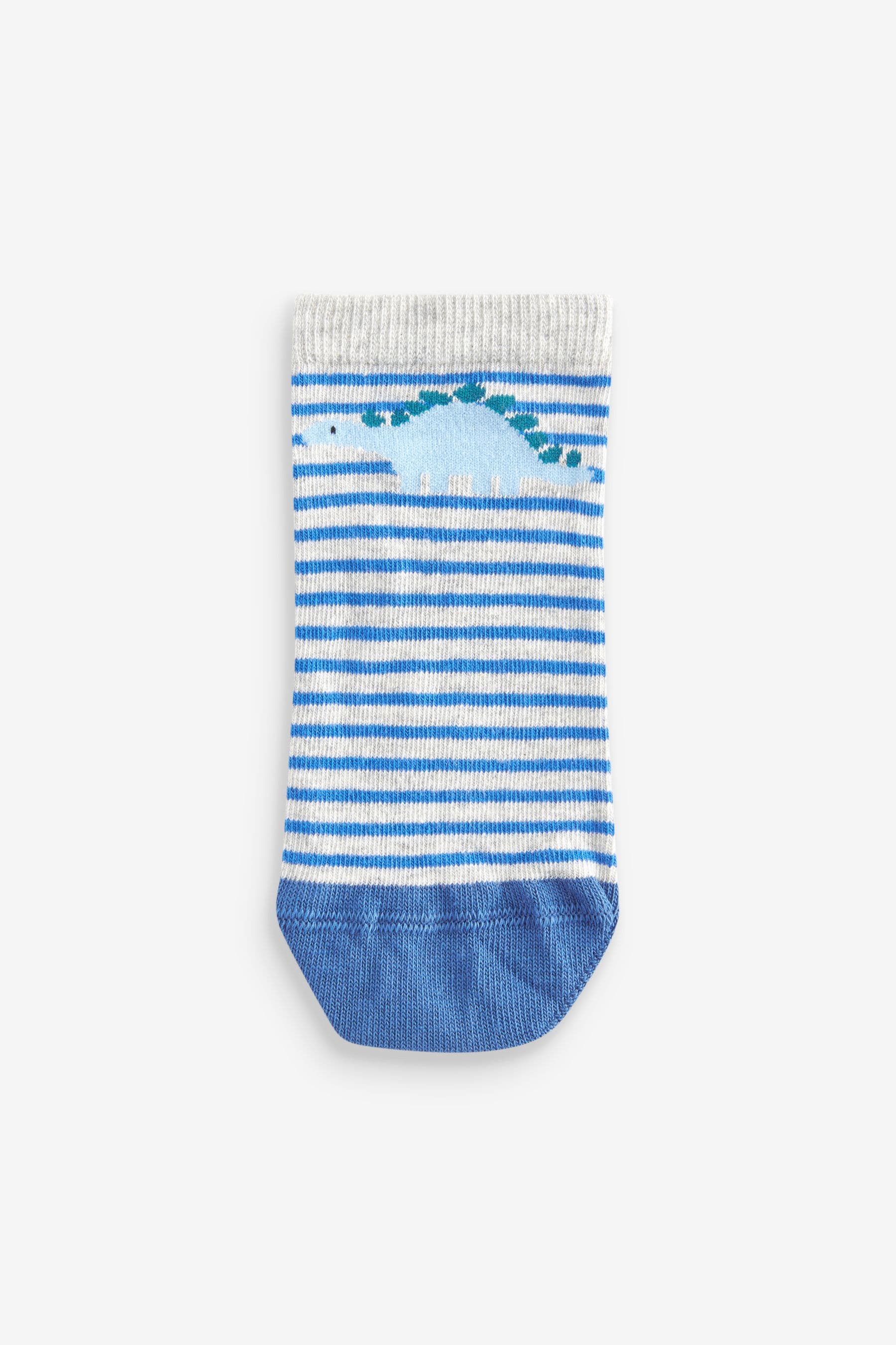 Blue Dinos Cotton Rich Trainer Socks 7 Pack