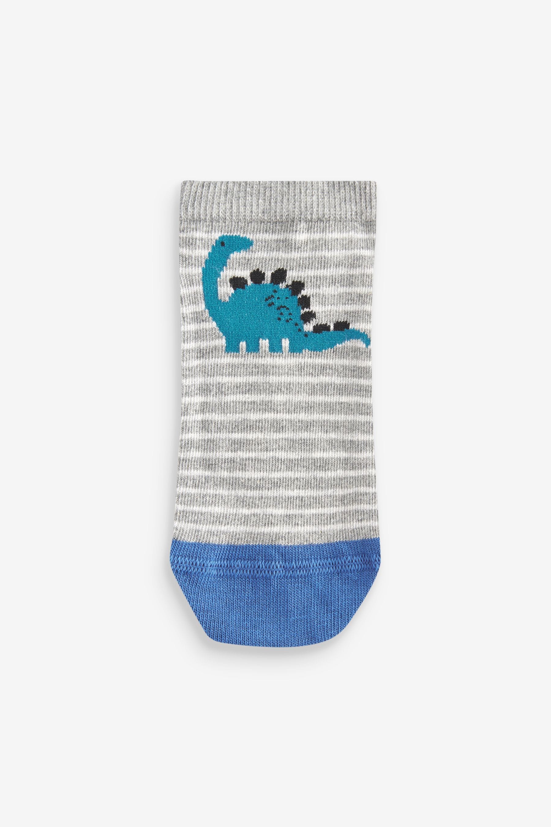 Blue Dinos Cotton Rich Trainer Socks 7 Pack