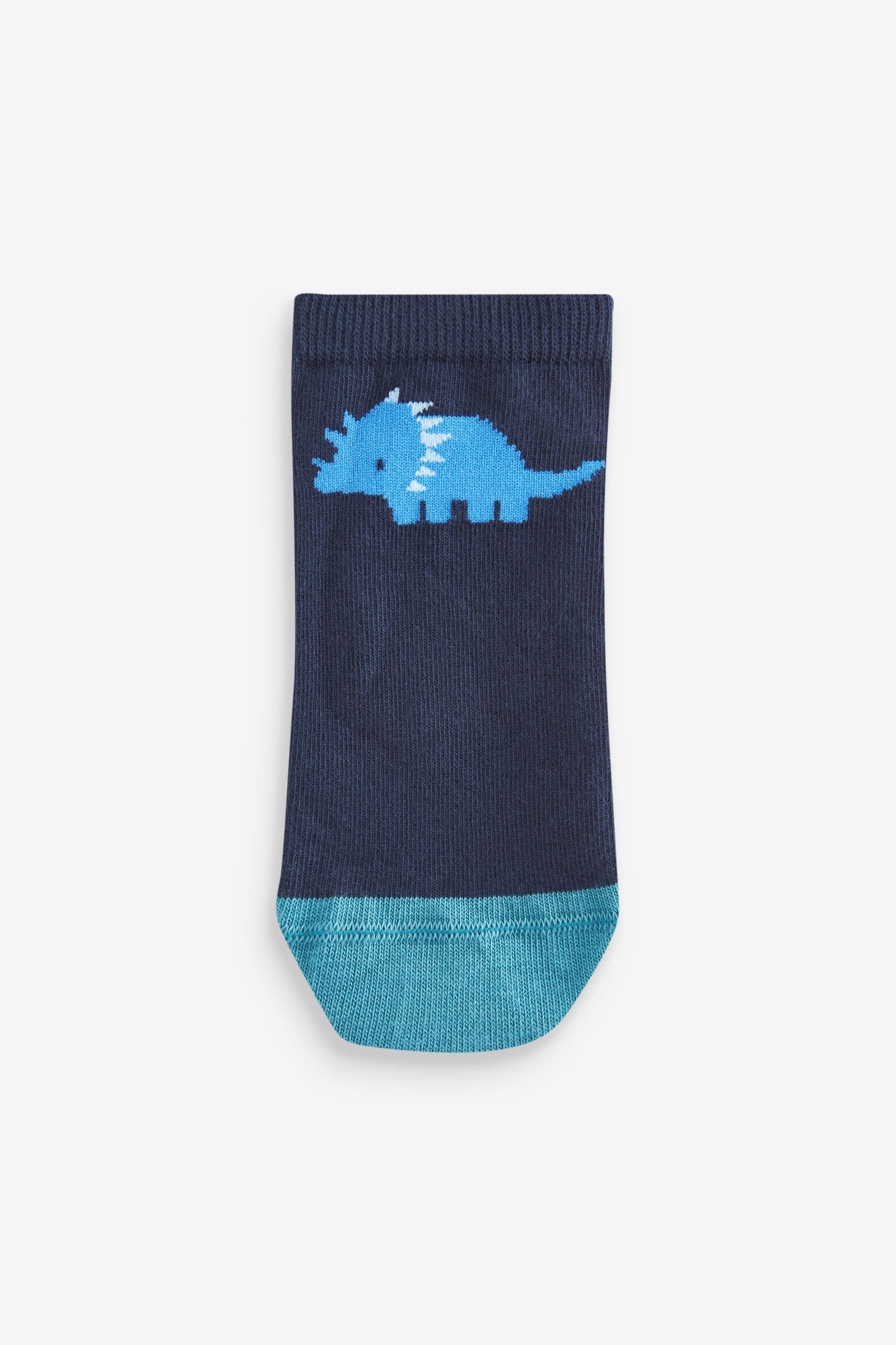 Blue Dinos Cotton Rich Trainer Socks 7 Pack