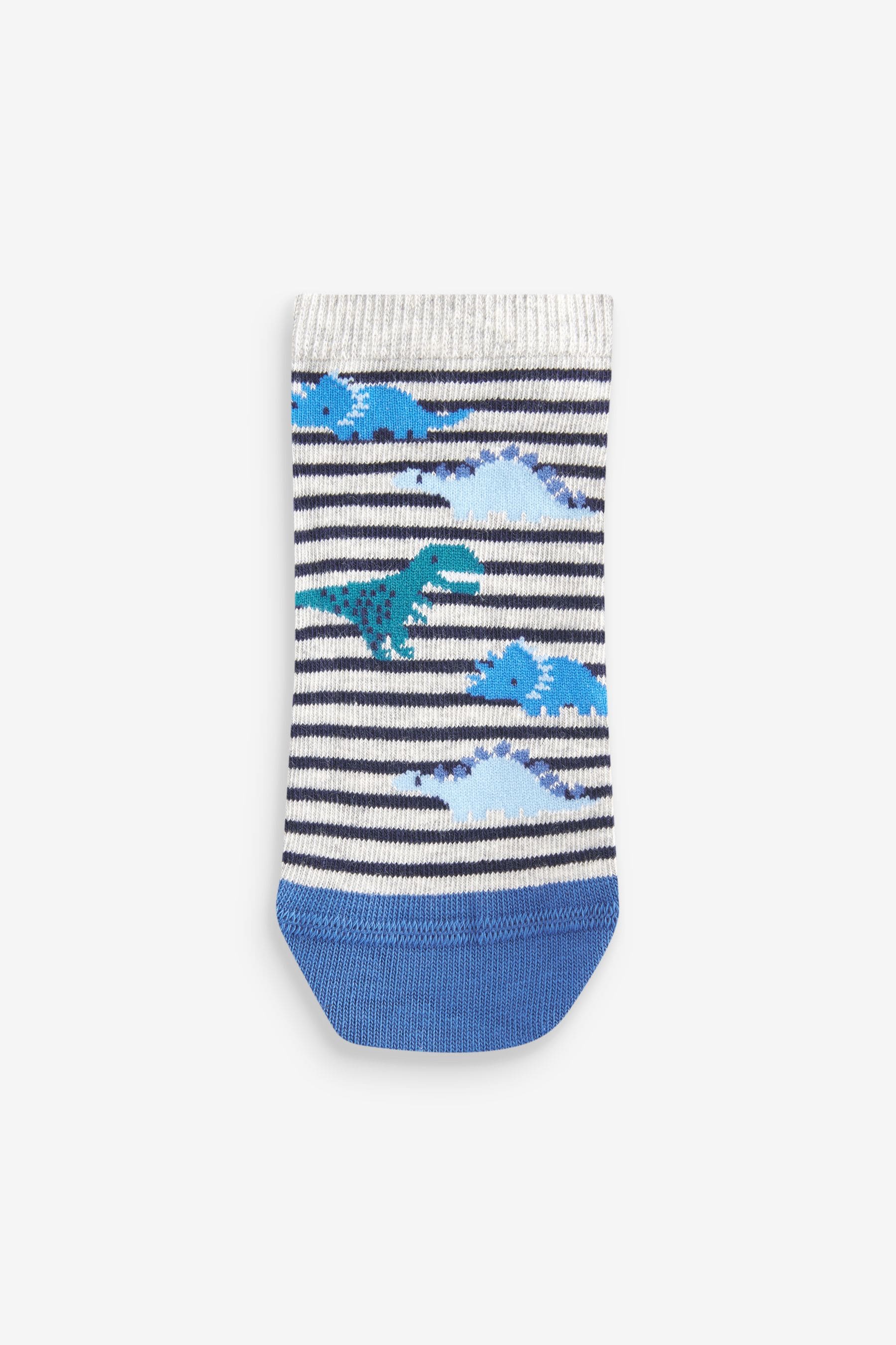 Blue Dinos Cotton Rich Trainer Socks 7 Pack