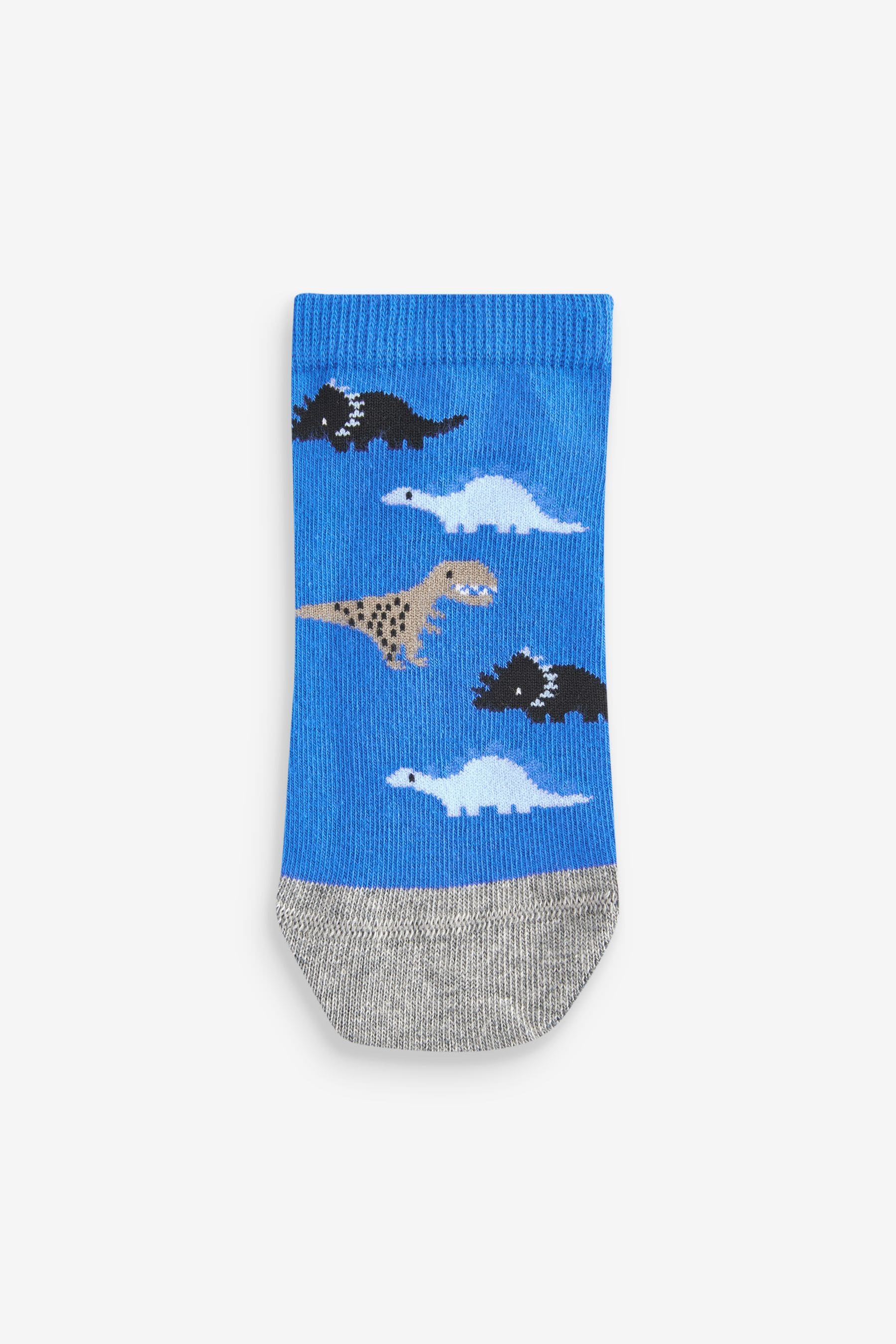 Blue Dinos Cotton Rich Trainer Socks 7 Pack