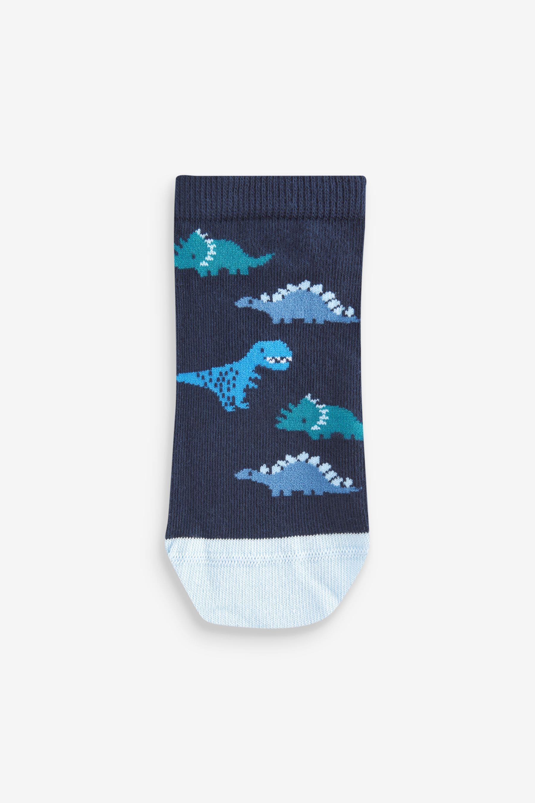 Blue Dinos Cotton Rich Trainer Socks 7 Pack