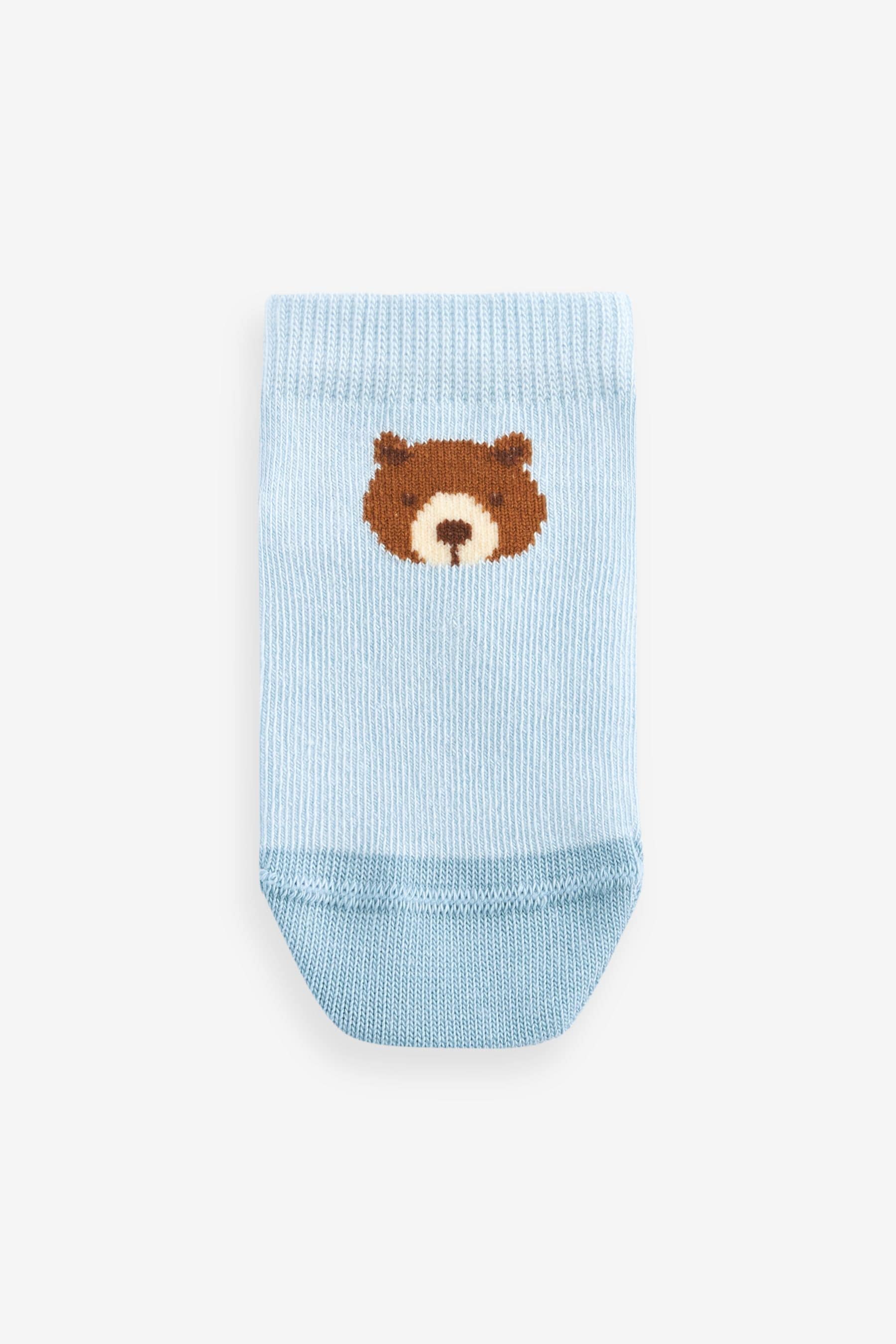 Neutral/Blue Bears Cotton Rich Trainer Socks 7 Pack