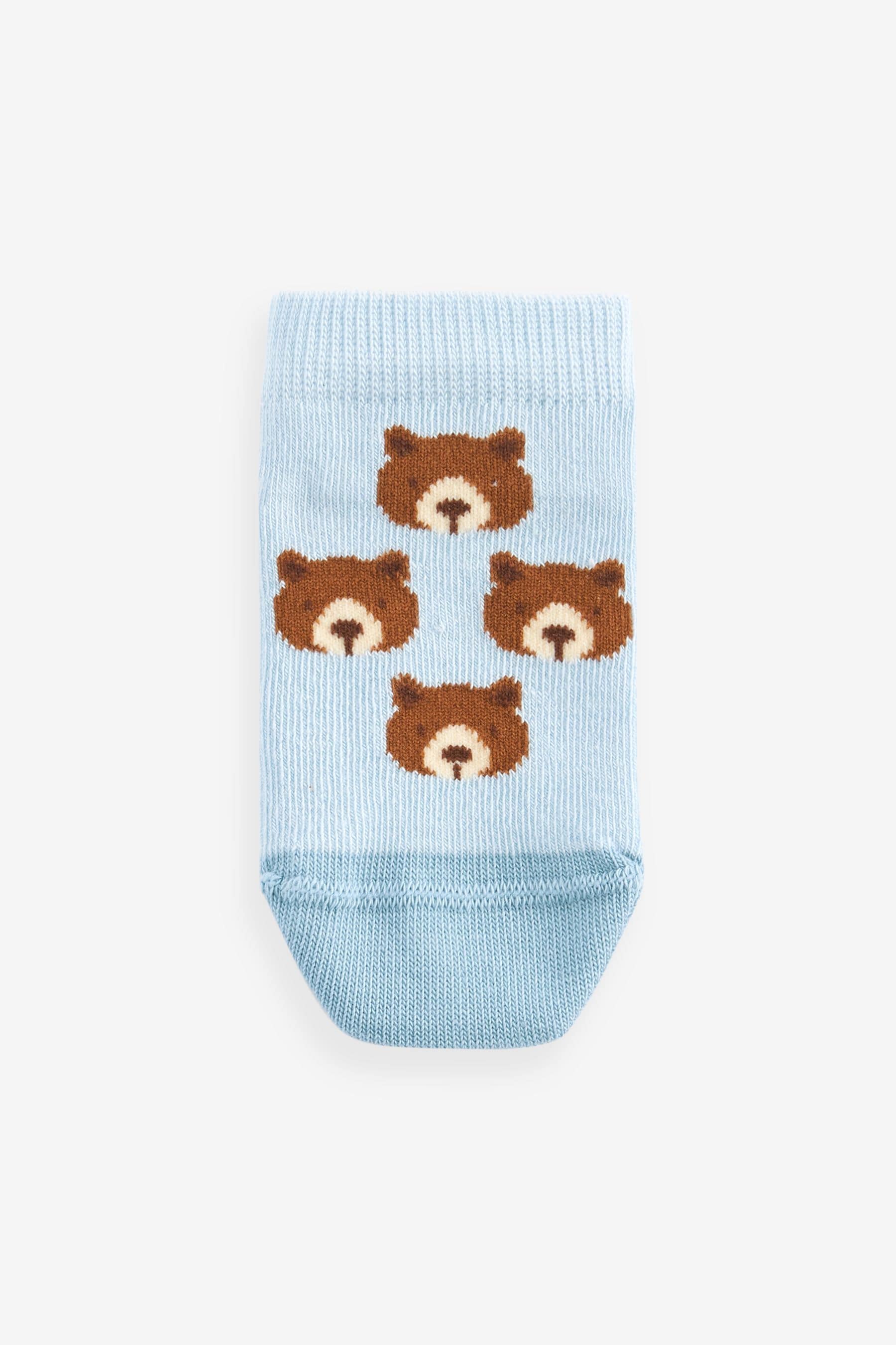 Neutral/Blue Bears Cotton Rich Trainer Socks 7 Pack