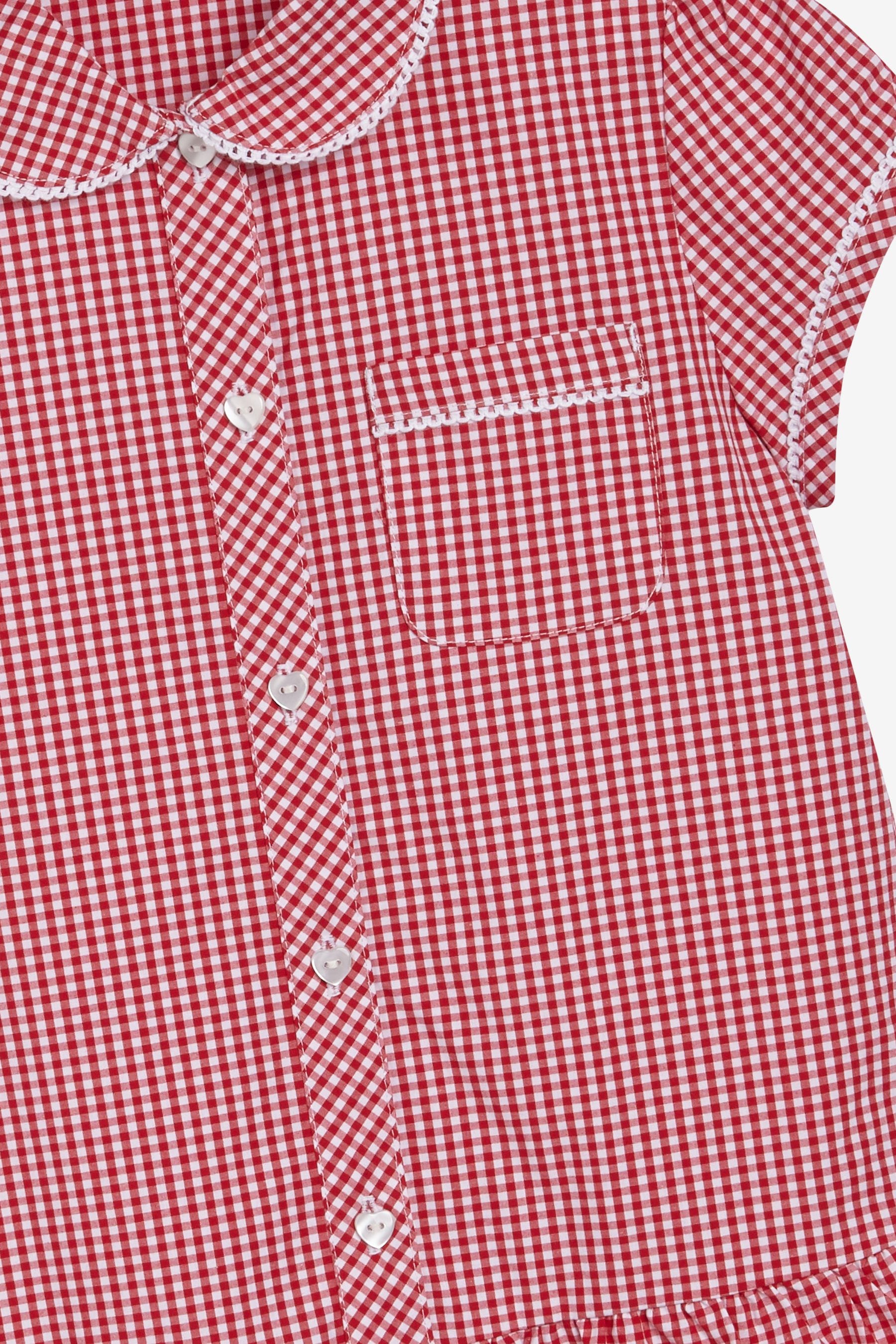 Red Cotton Rich Drop Waist Gingham School Dress (3-14yrs)