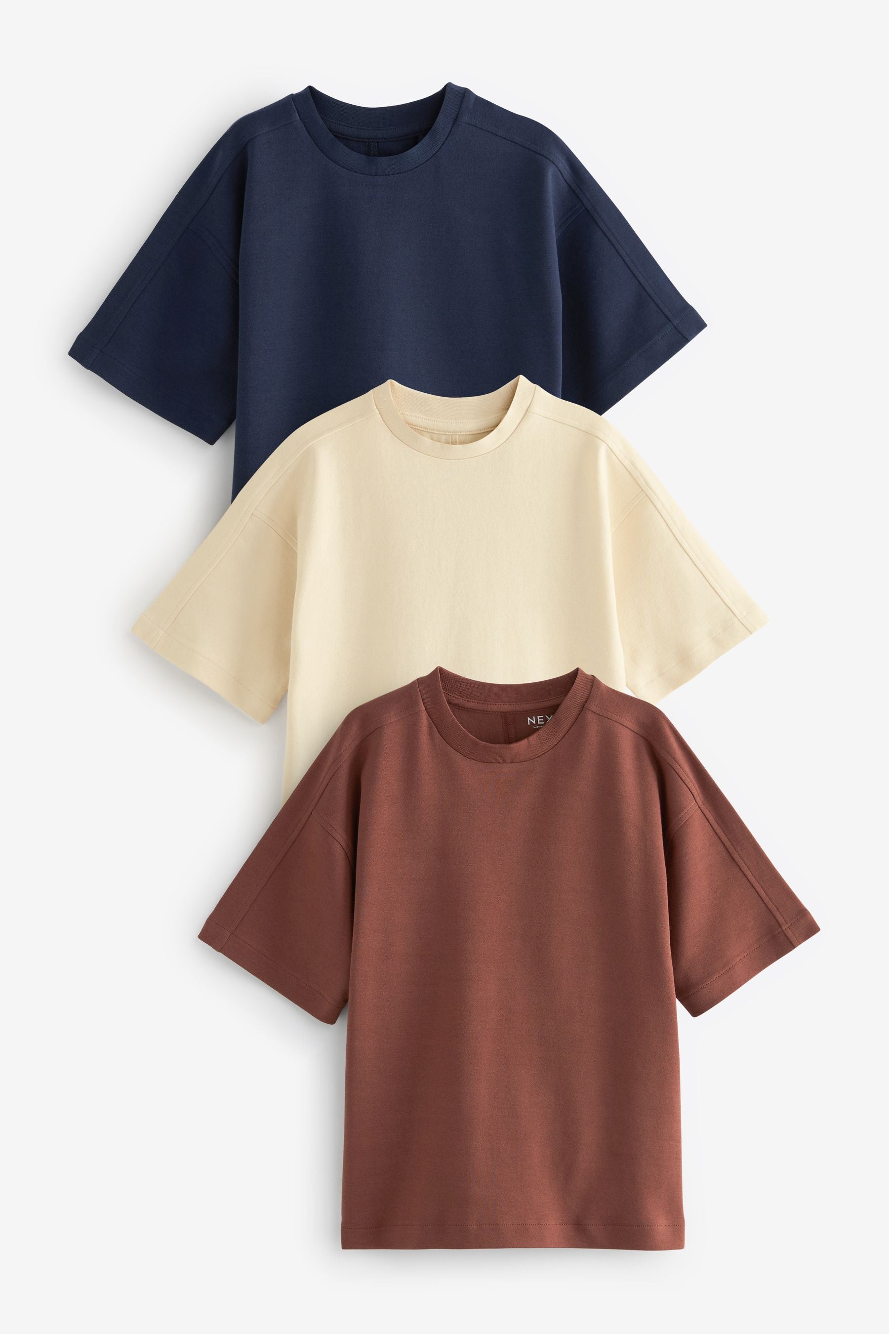 Berry/Navy Blue/Cream Oversized 100% Cotton T-Shirts 3 Pack (3-16yrs)