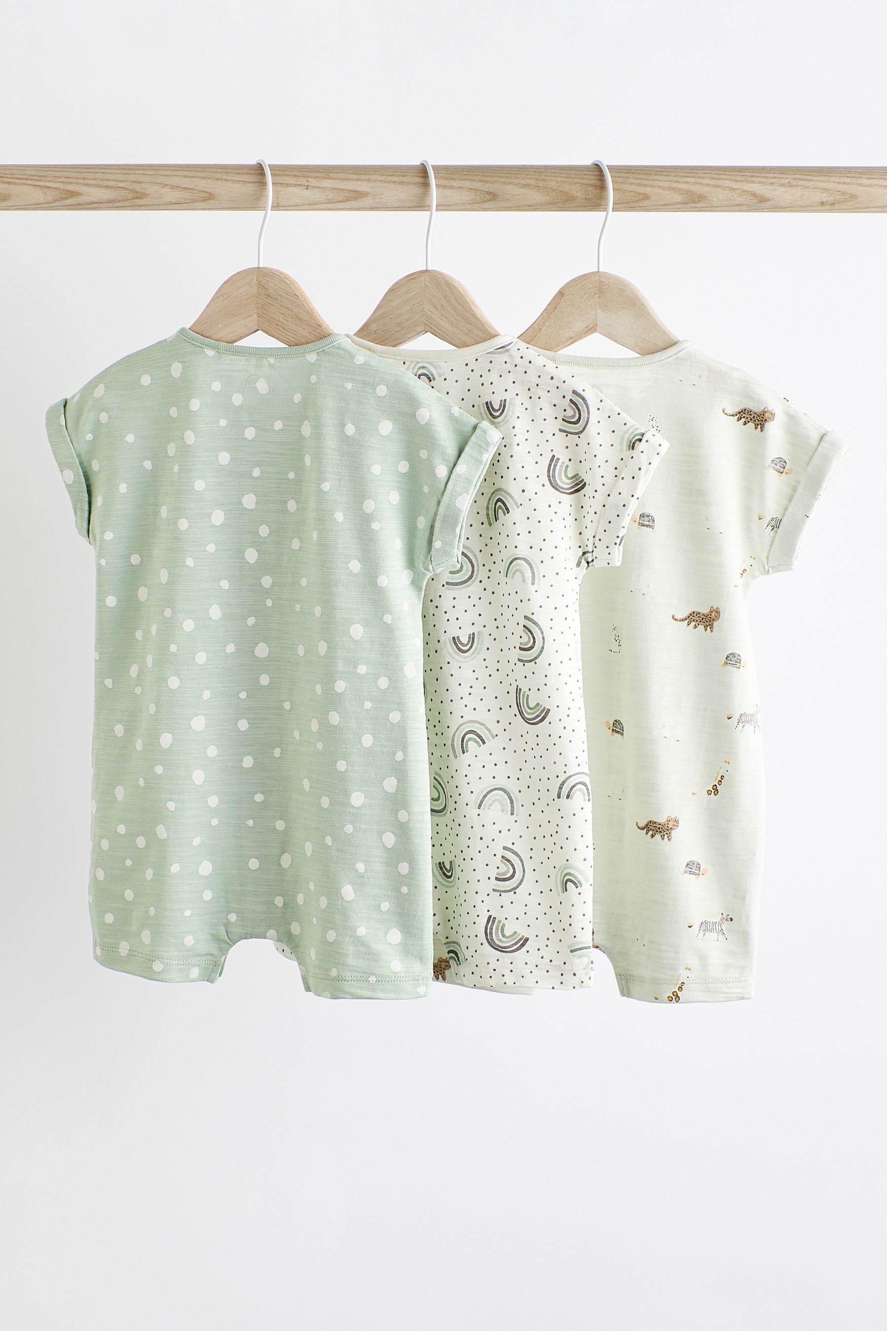 Mint Green Giraffe Baby 100% Cotton Rompers 3 Pack (0mths-3yrs)