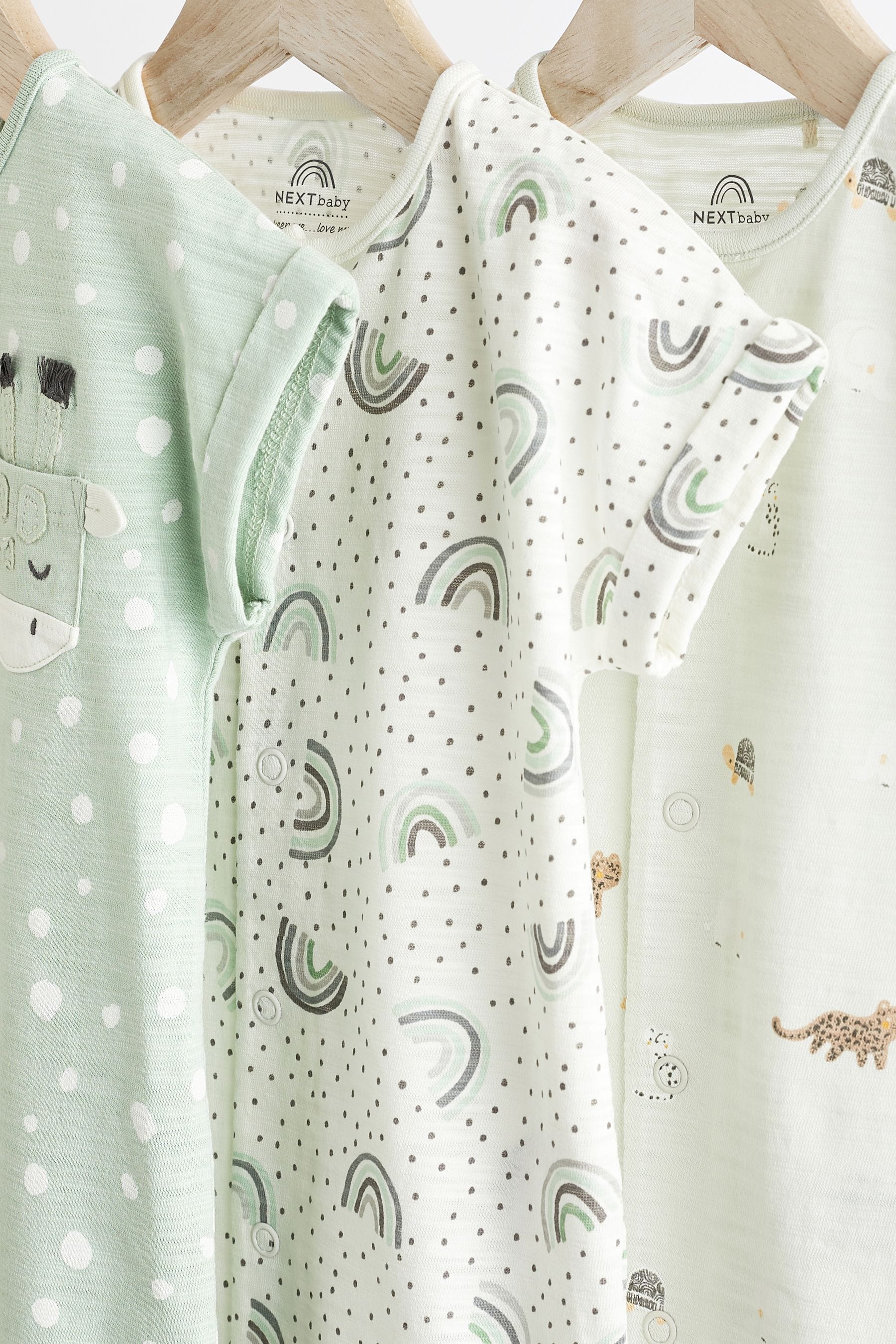 Mint Green Giraffe Baby 100% Cotton Rompers 3 Pack (0mths-3yrs)