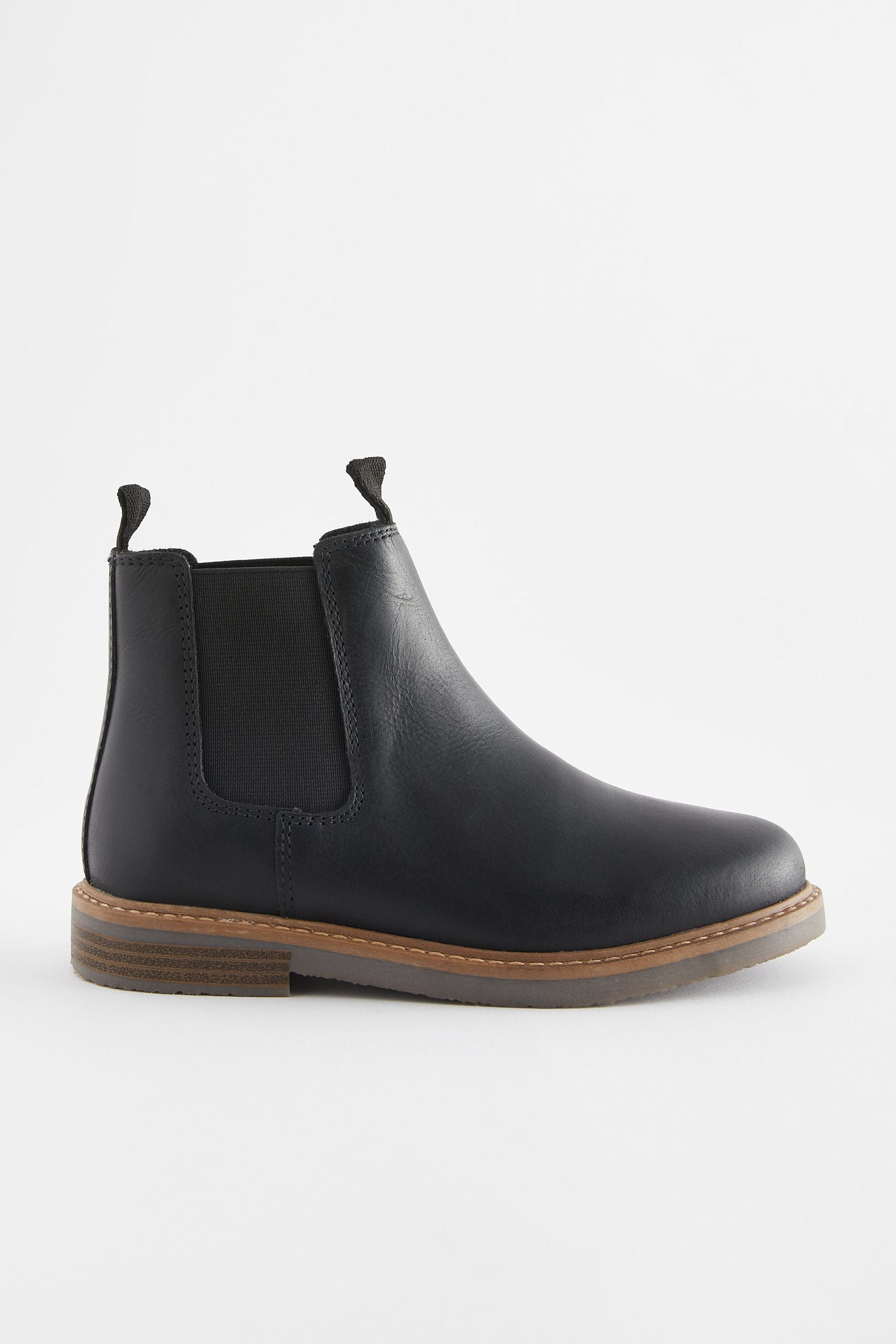 Black Wide Fit (G) Leather Chelsea Boots