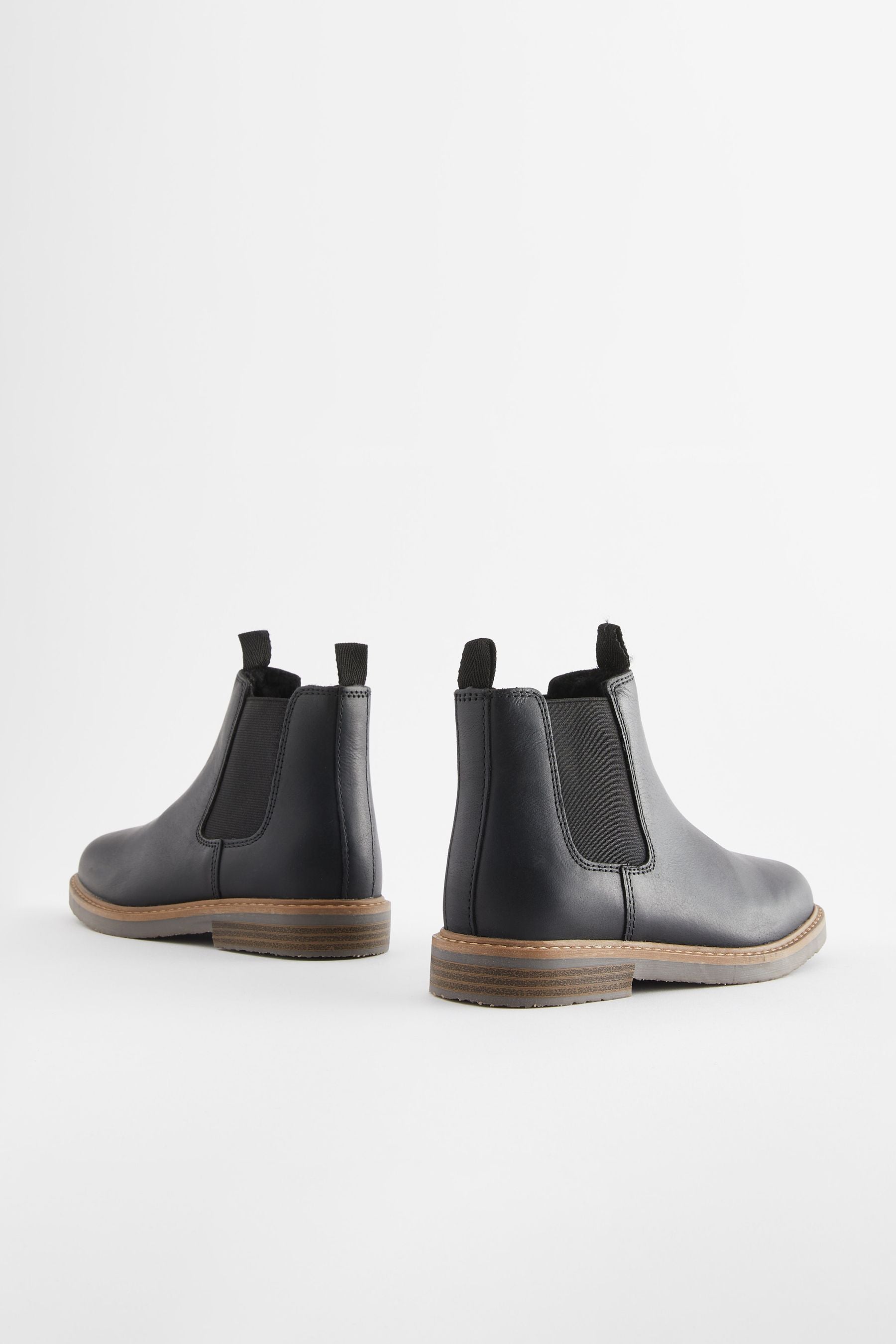 Black Wide Fit (G) Leather Chelsea Boots