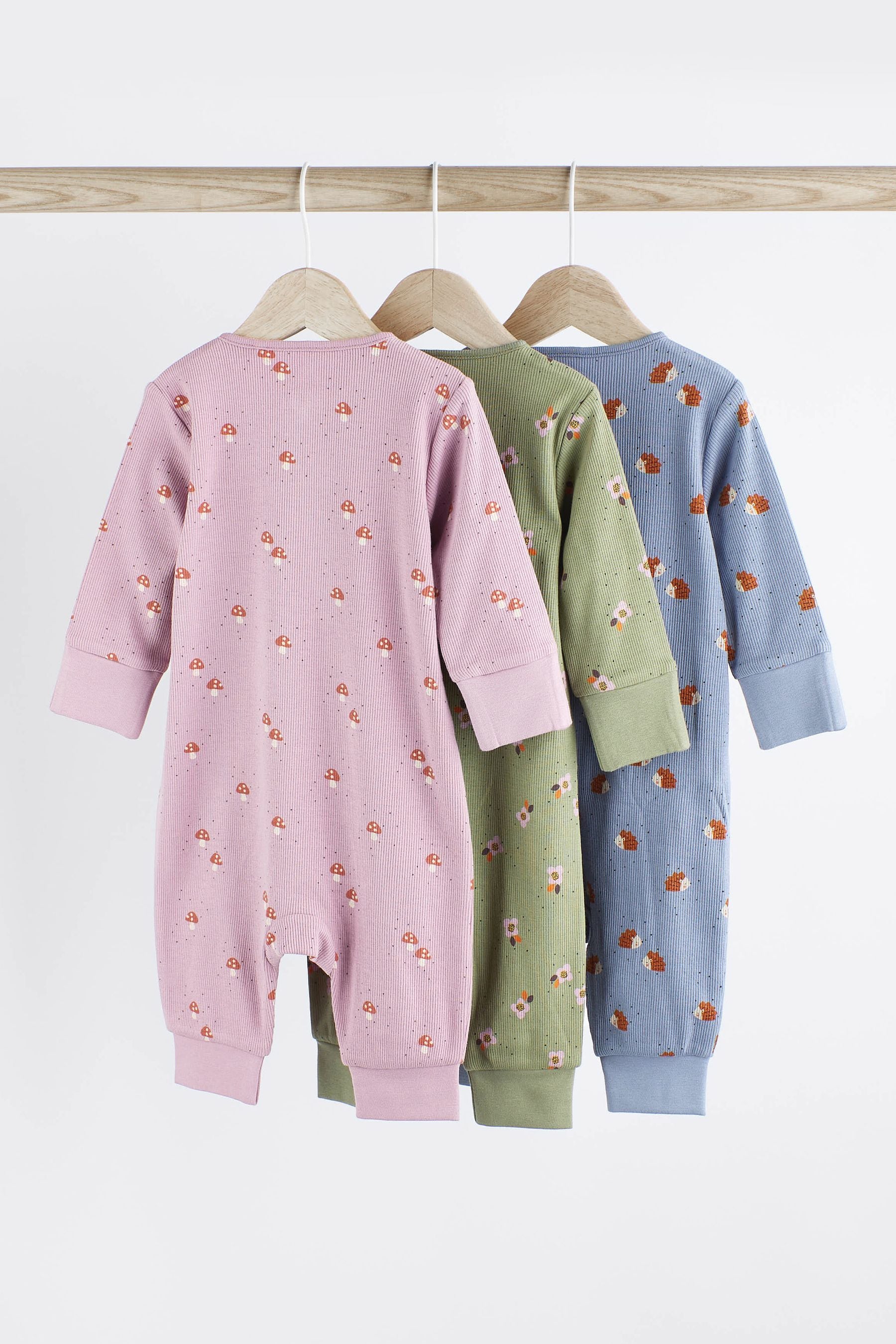 Purple Baby Footless Sleepsuits 3 Pack (0mths-2yrs)