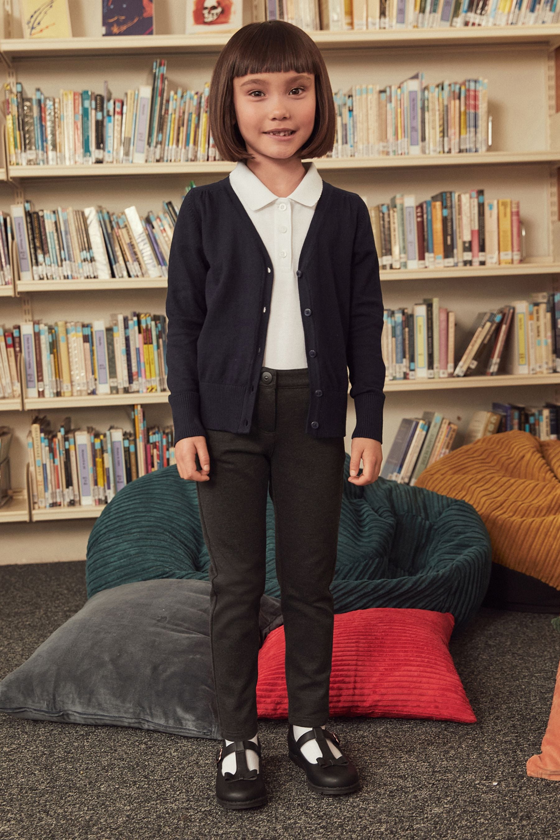 Navy Blue Cotton Rich School V-Neck Cardigan (3-16yrs)