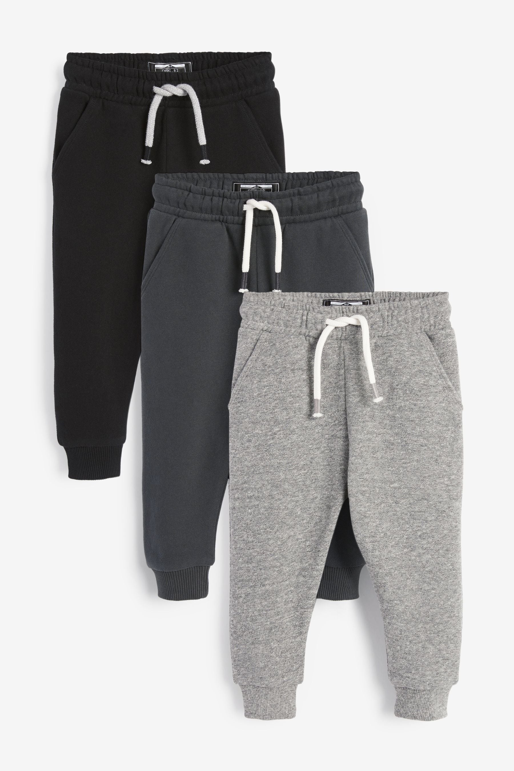 Monochrome Soft Touch Joggers 3 Pack (3mths-7yrs)