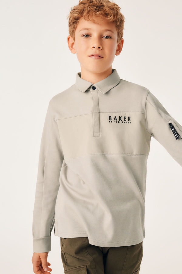 Baker by Ted Baker Long Sleeve Panel Polo Shirt