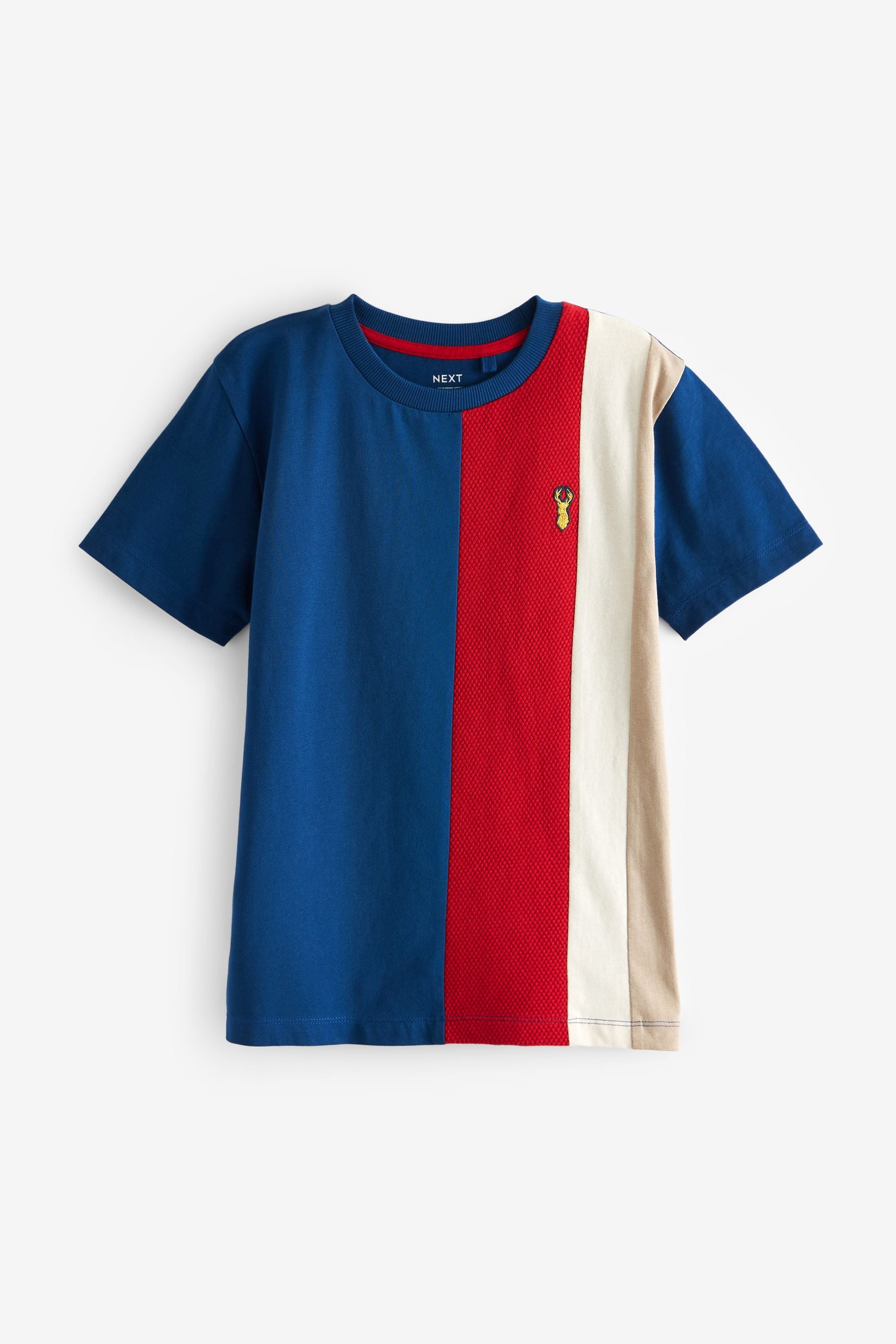 Red/Blue Textured Colourblock 100% Cotton T-Shirts 3 Pack (3-16yrs)